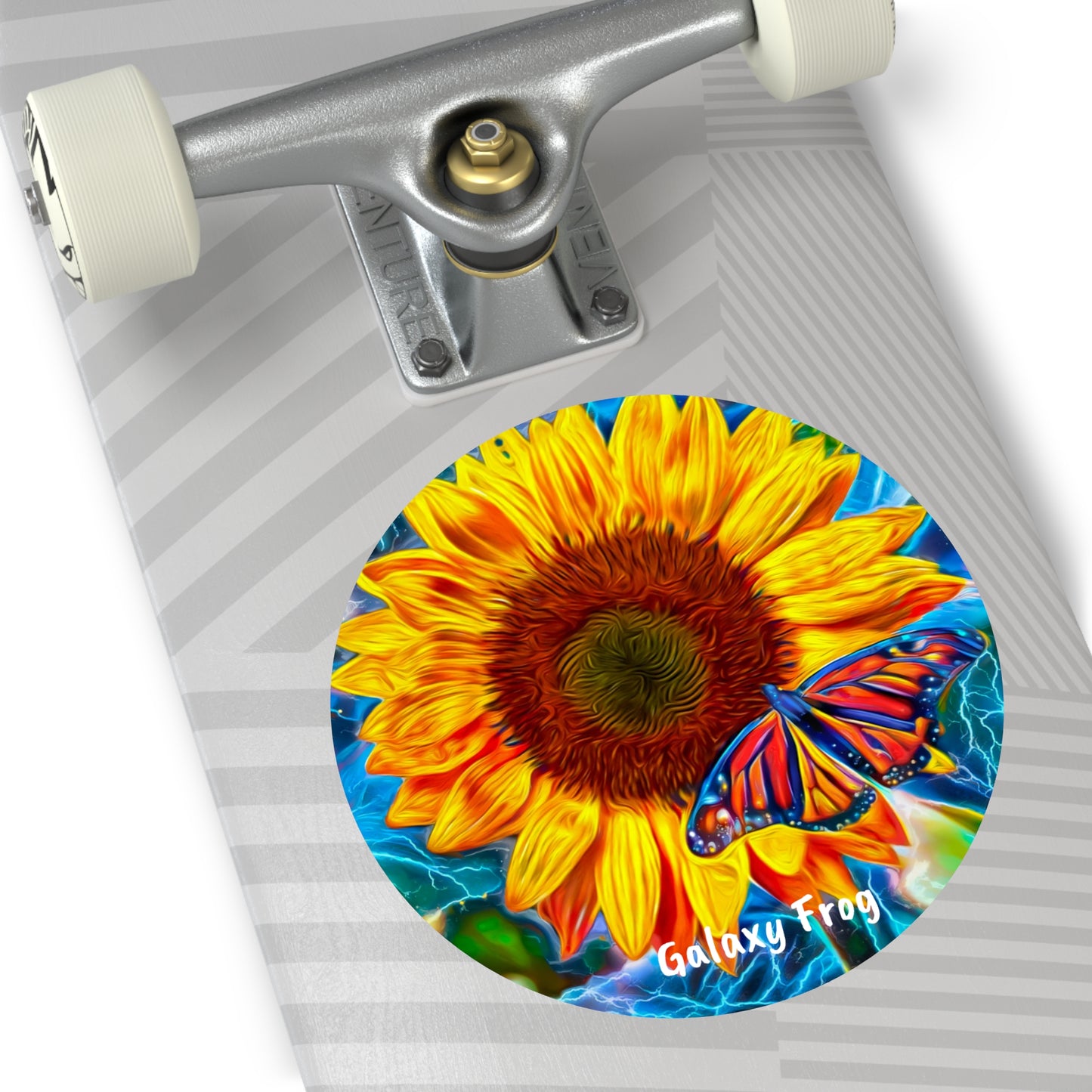 Galaxy Frog Sunflower Round Vinyl Stickers