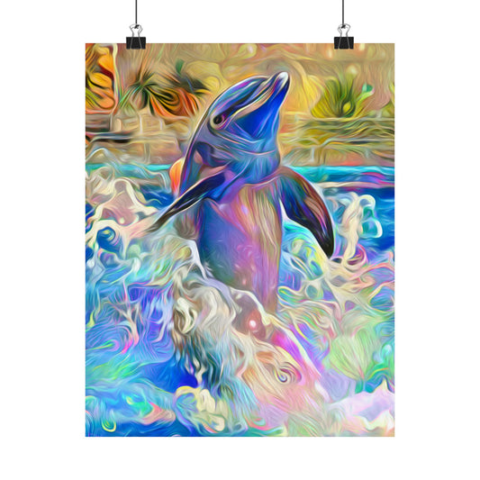 A Splash of Color Dolphin Premium Matte vertical posters