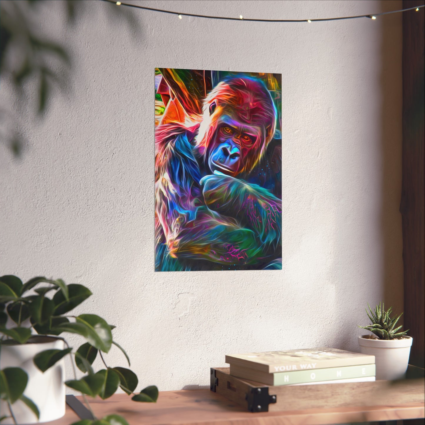 Neon Sunset Gorilla Premium Matte vertical posters