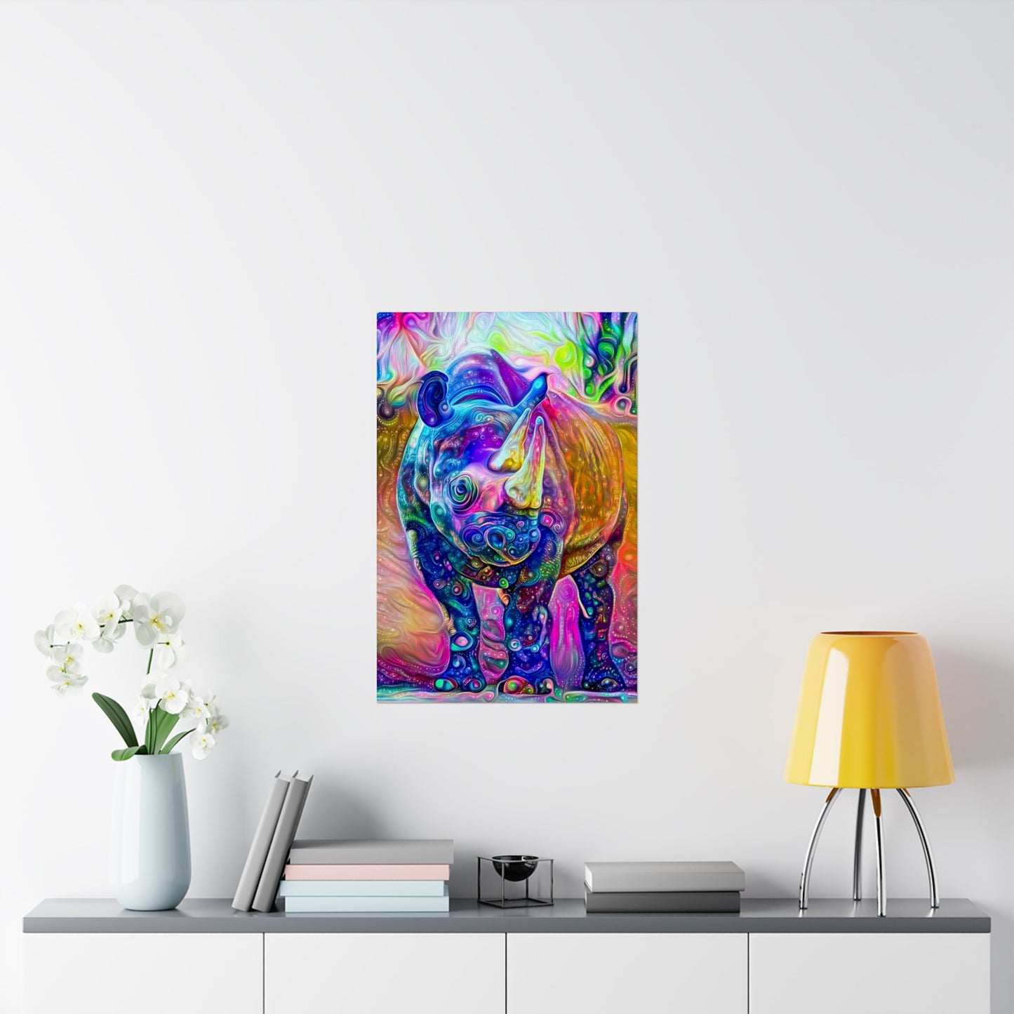 Rad Rainbow Rhino Premium Matte vertical posters