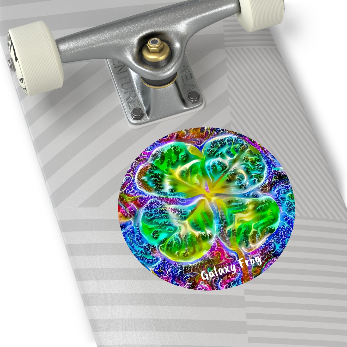 Galaxy Frog Clover Round Vinyl Stickers