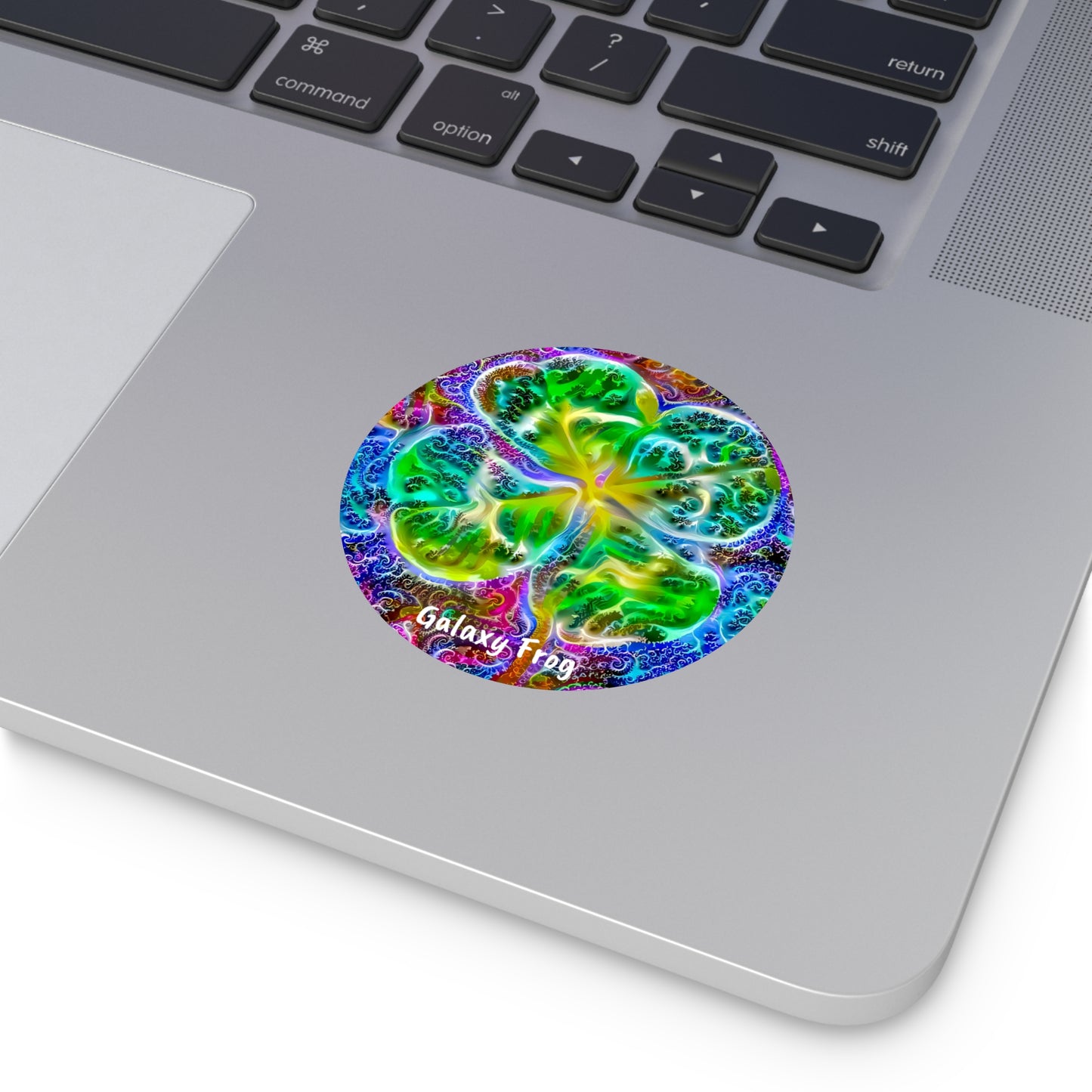 Galaxy Frog Clover Round Vinyl Stickers