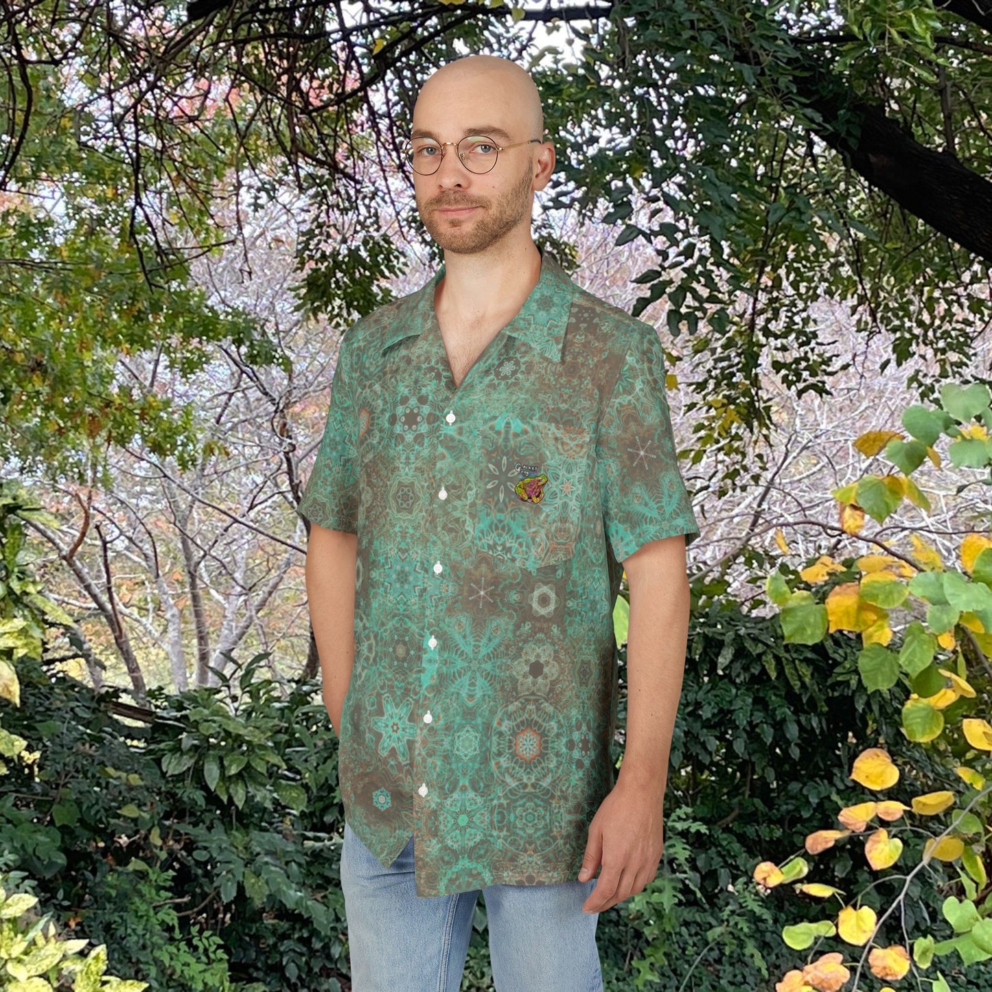 Galaxy Frog Cymatics Button-Down Shirt (AOP)