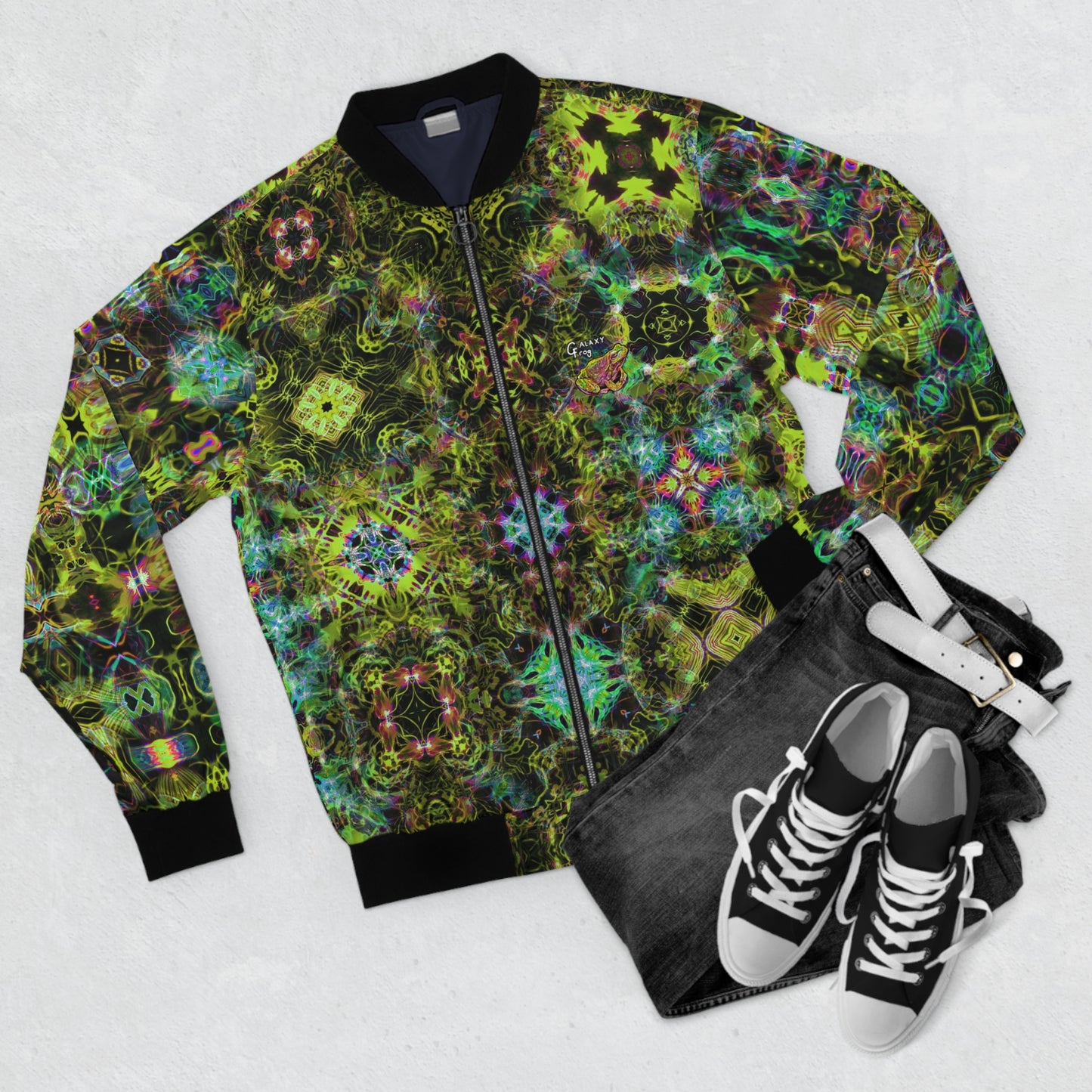 Galaxy Frog Cymadelic Kaleidoscape Jordan Oaks Eldery Community Bomber Jacket (AOP)
