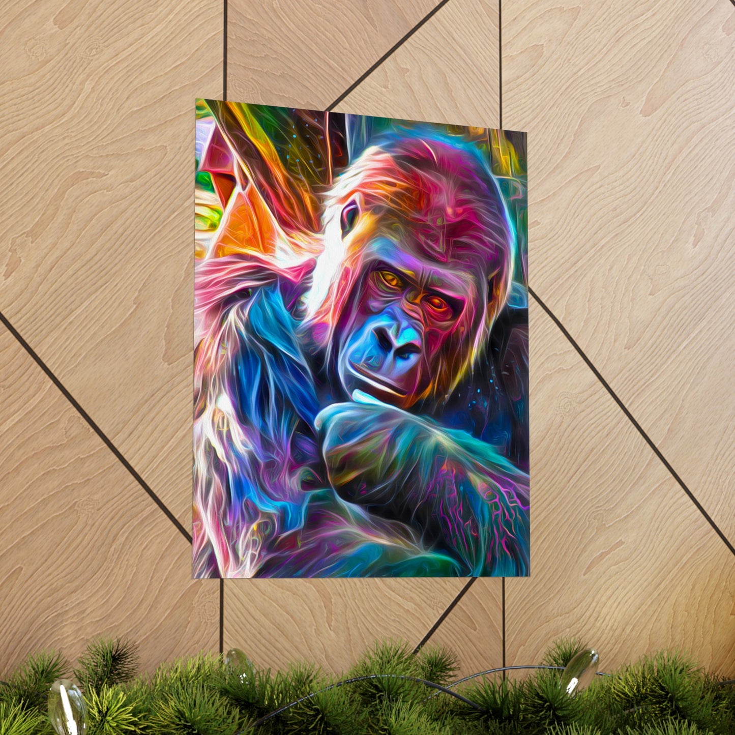 Neon Sunset Gorilla Premium Matte vertical posters