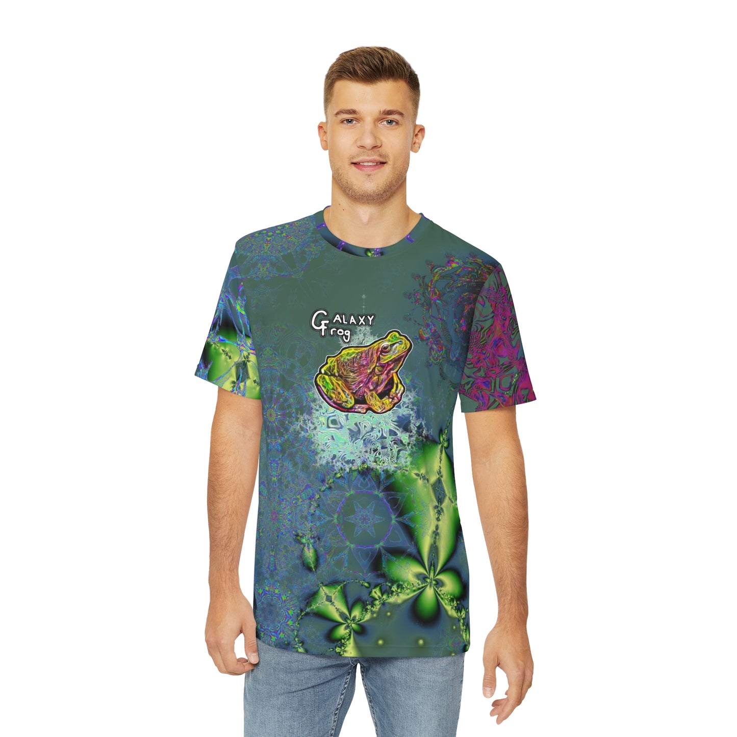 Galaxy Frog Fractal Cymagic Kaleidoscape Lucky Clover Tee