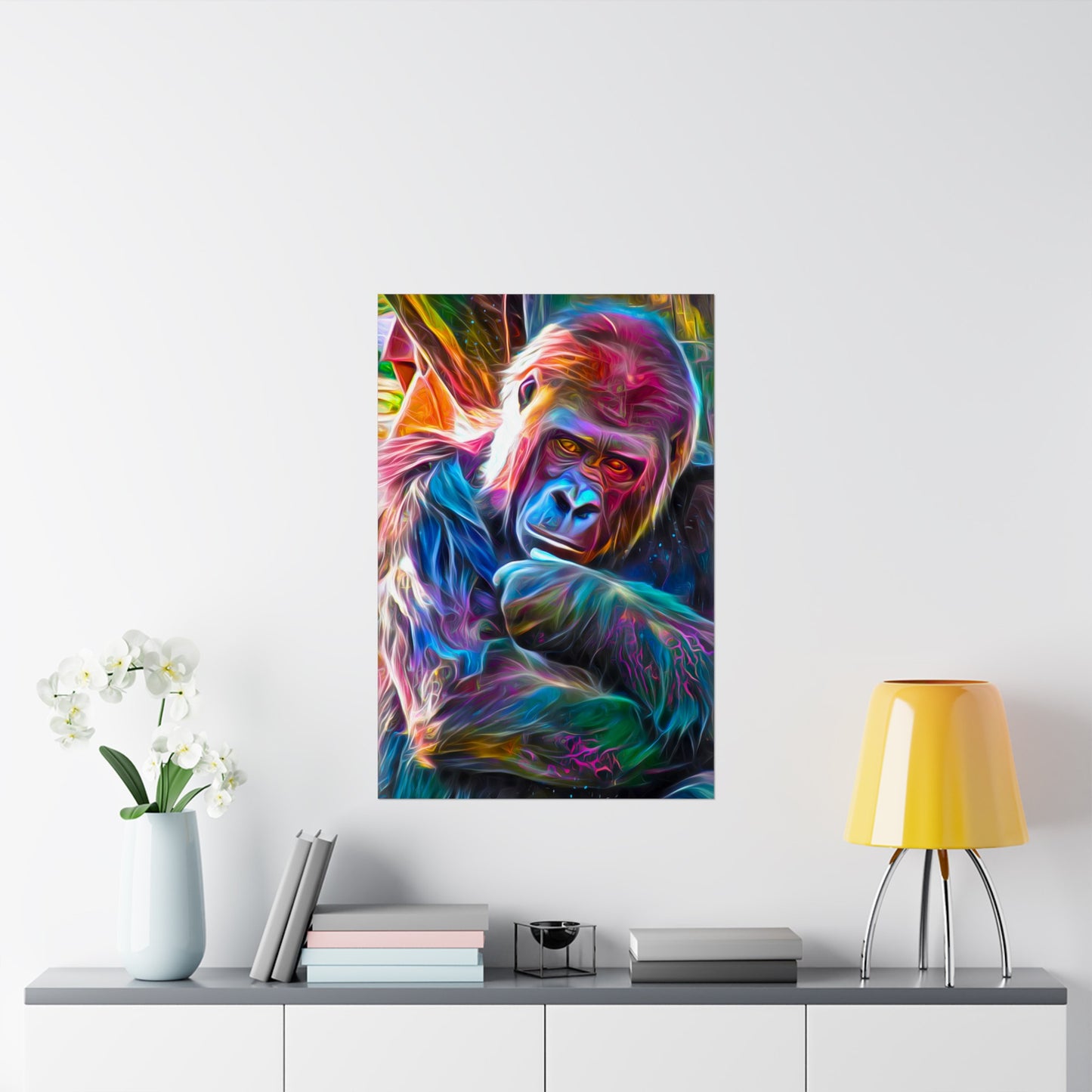 Neon Sunset Gorilla Premium Matte vertical posters