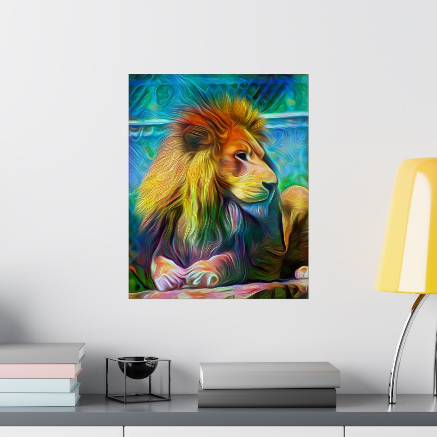 Under the Sun's Brilliant Blanket Lion Premium Matte vertical posters