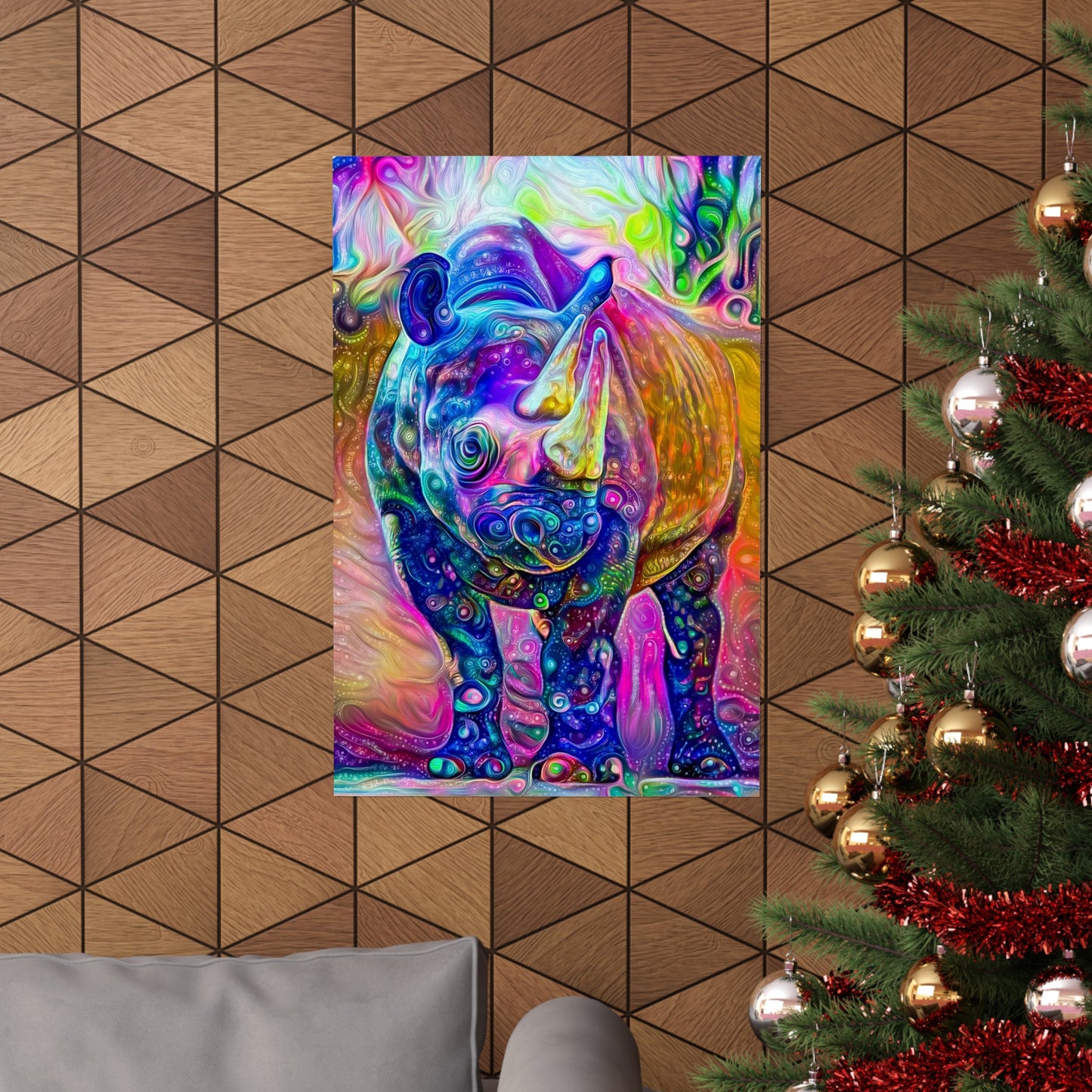 Rad Rainbow Rhino Premium Matte vertical posters