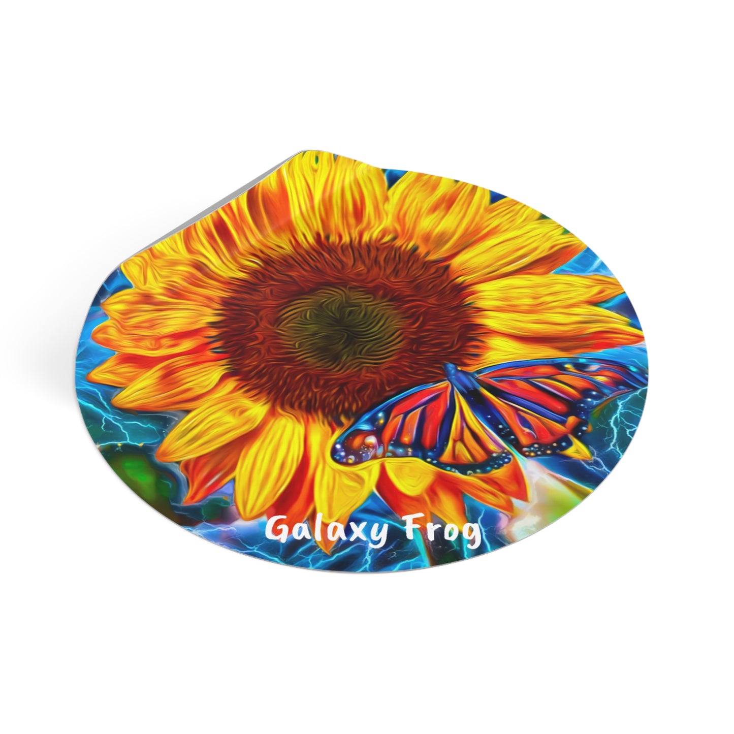 Galaxy Frog Sunflower Round Vinyl Stickers