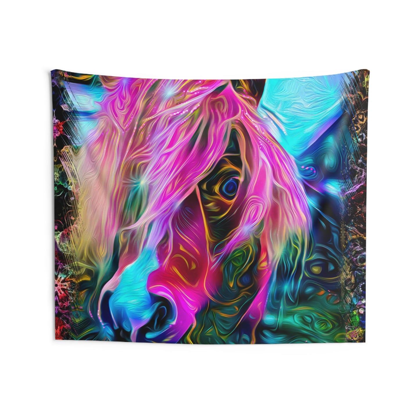 Galaxy Frog Psychedelic horse fractal cymatics indoor Wall Tapestries