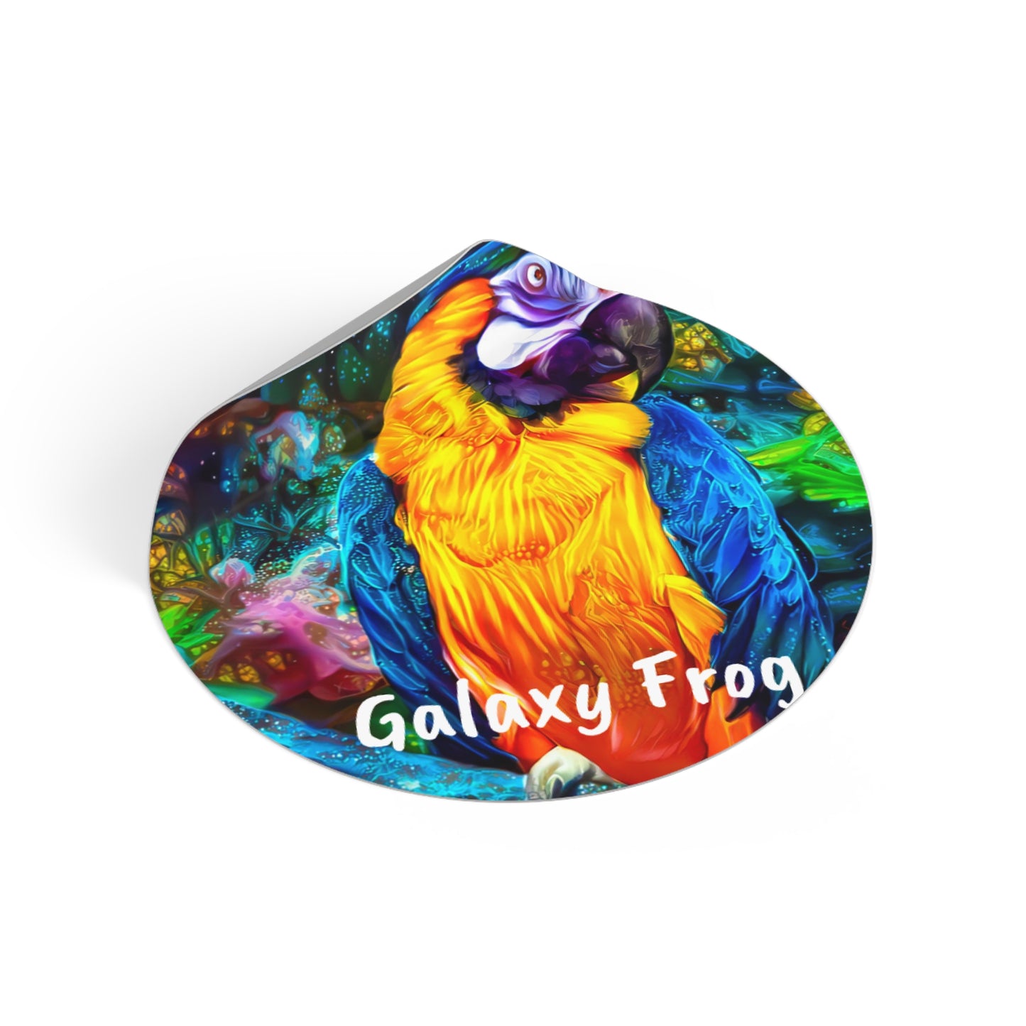 Galaxy Frog Parrot Round Vinyl Stickers