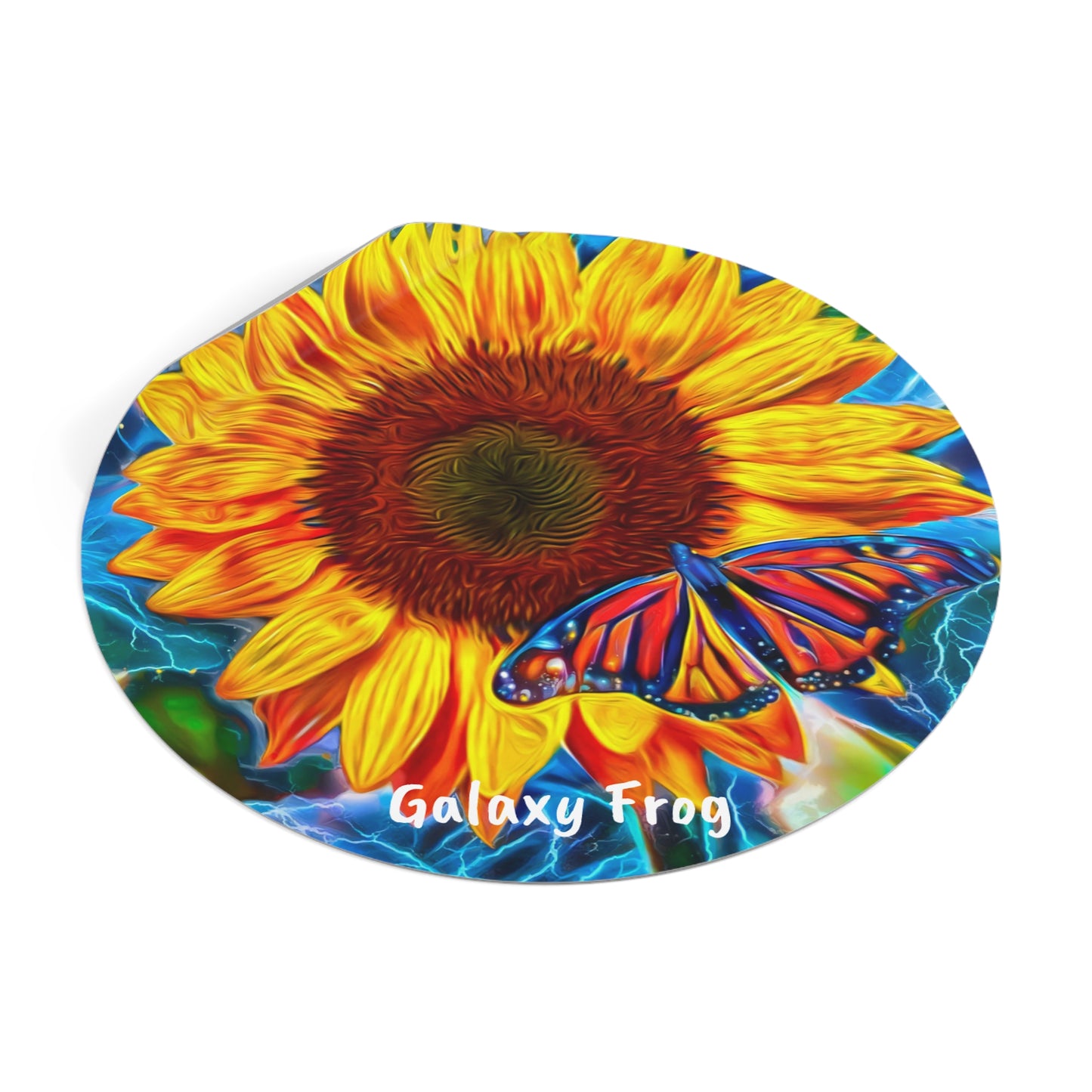 Galaxy Frog Sunflower Round Vinyl Stickers