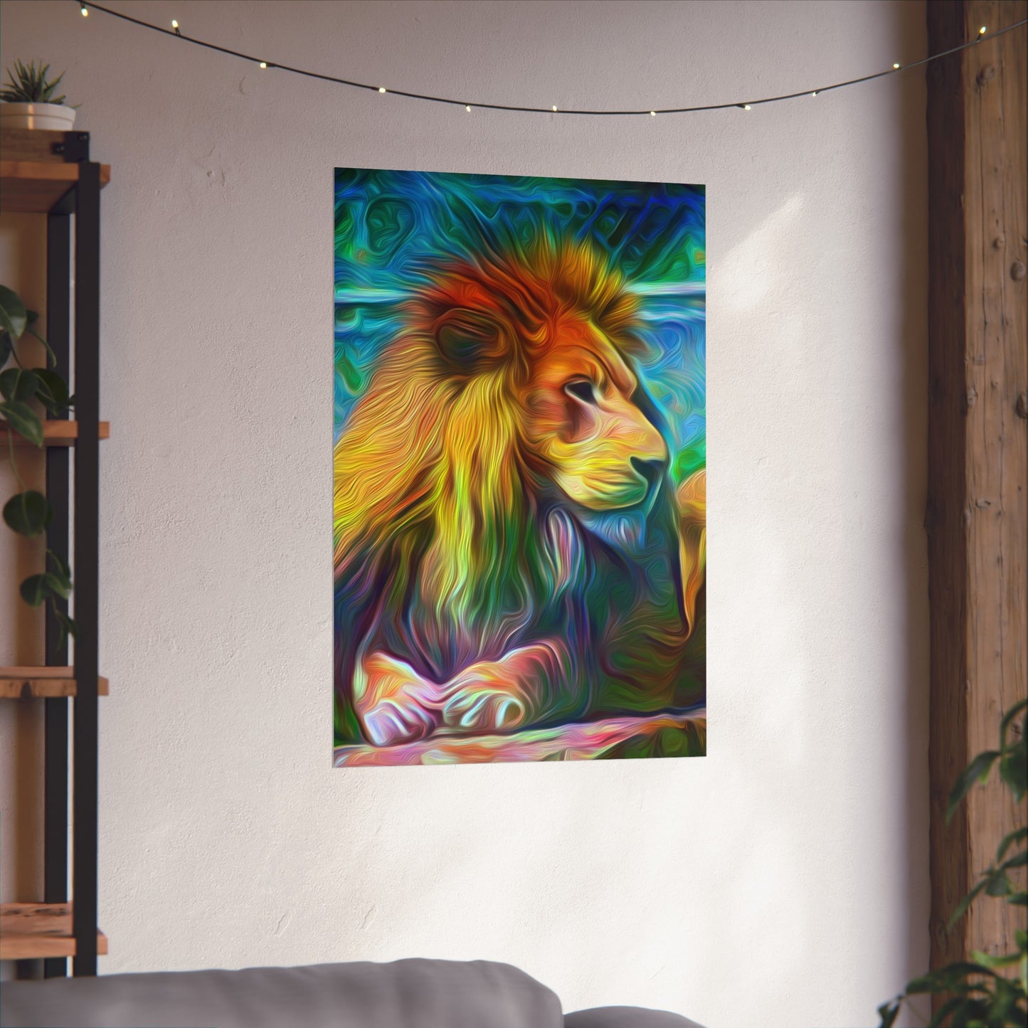 Under the Sun's Brilliant Blanket Lion Premium Matte vertical posters