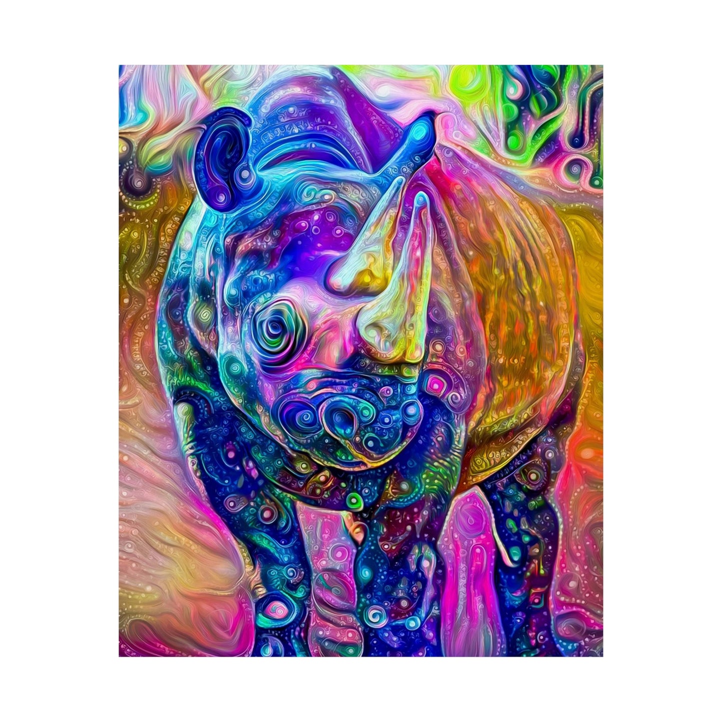 Rad Rainbow Rhino Premium Matte vertical posters