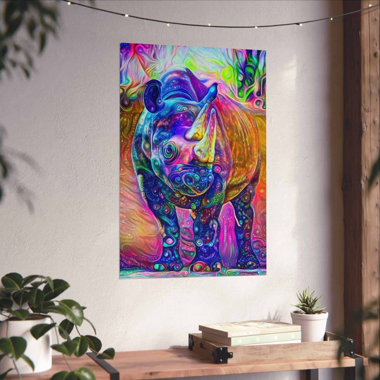 Rad Rainbow Rhino Premium Matte vertical posters