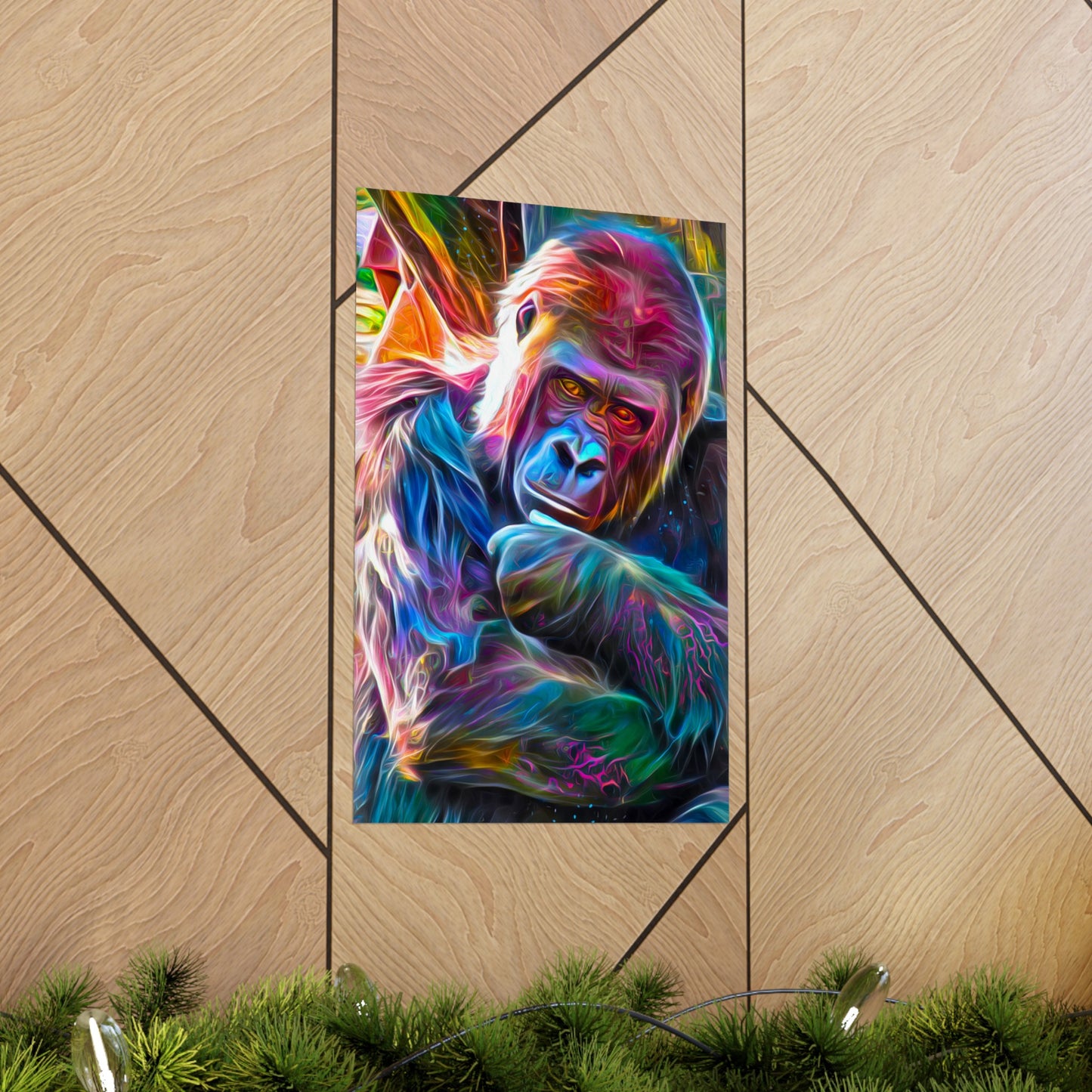 Neon Sunset Gorilla Premium Matte vertical posters