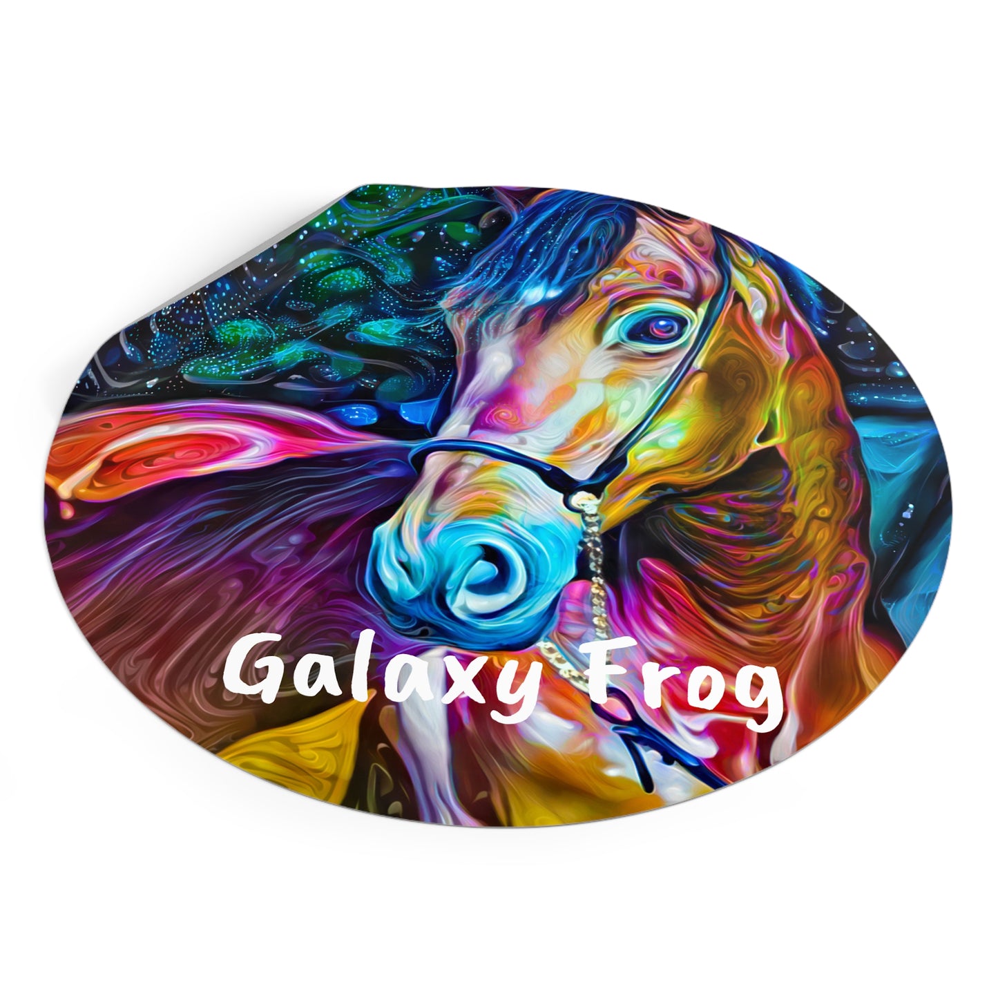 Galaxy Frog Horse 2 Round Vinyl Stickers