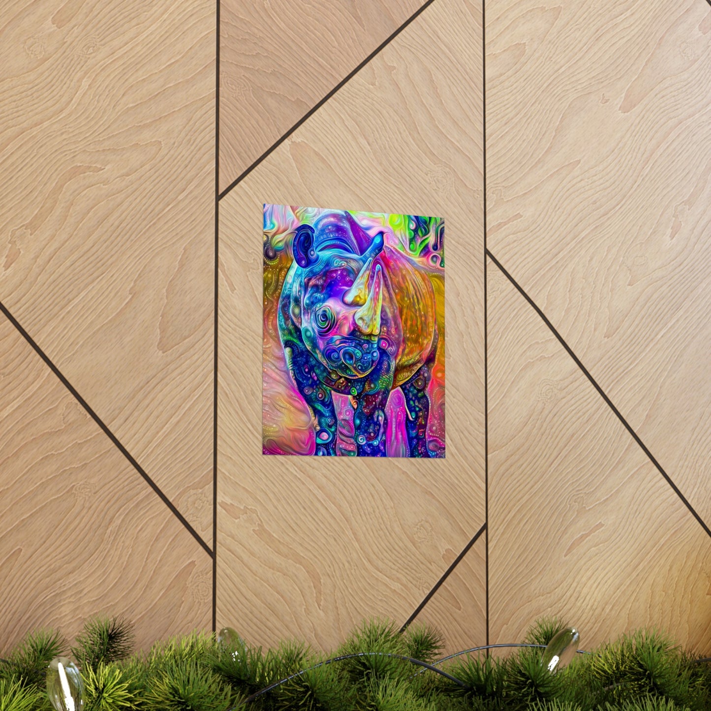 Rad Rainbow Rhino Premium Matte vertical posters