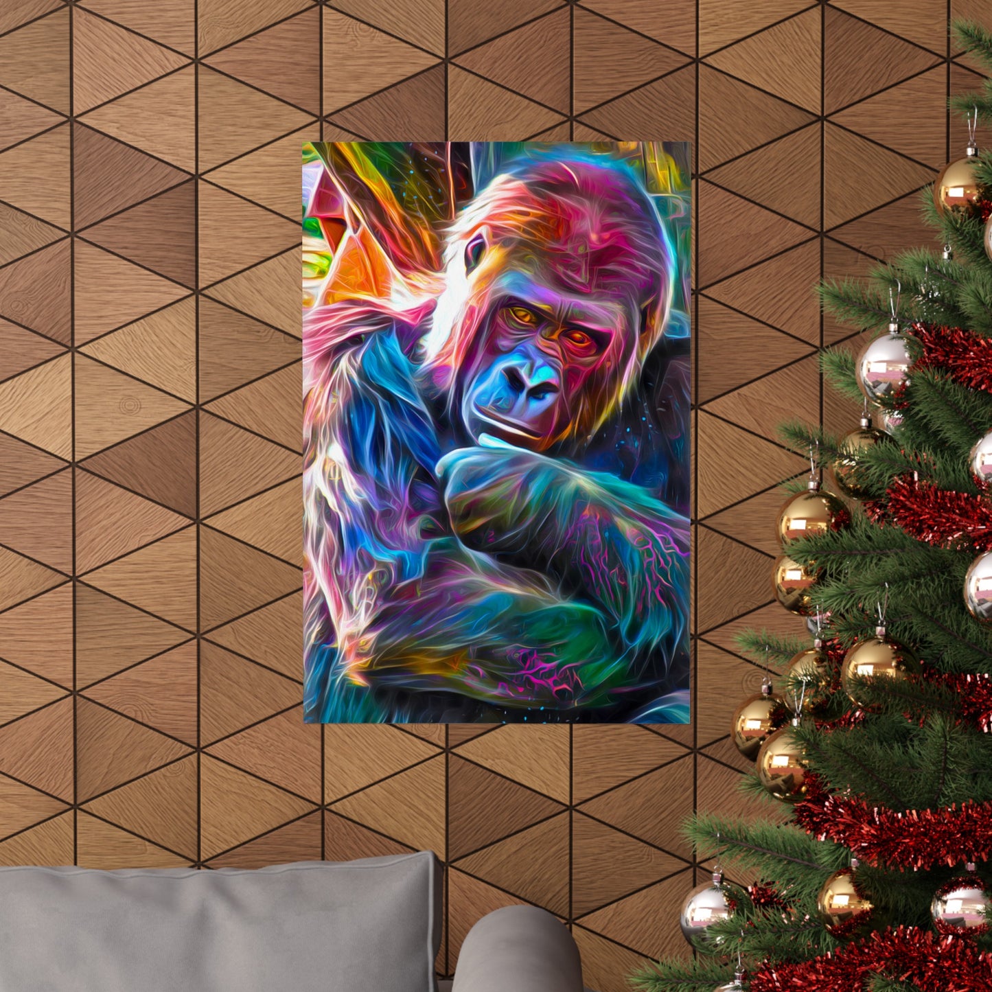 Neon Sunset Gorilla Premium Matte vertical posters