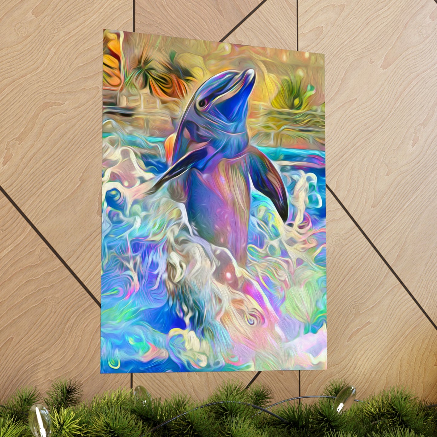 A Splash of Color Dolphin Premium Matte vertical posters