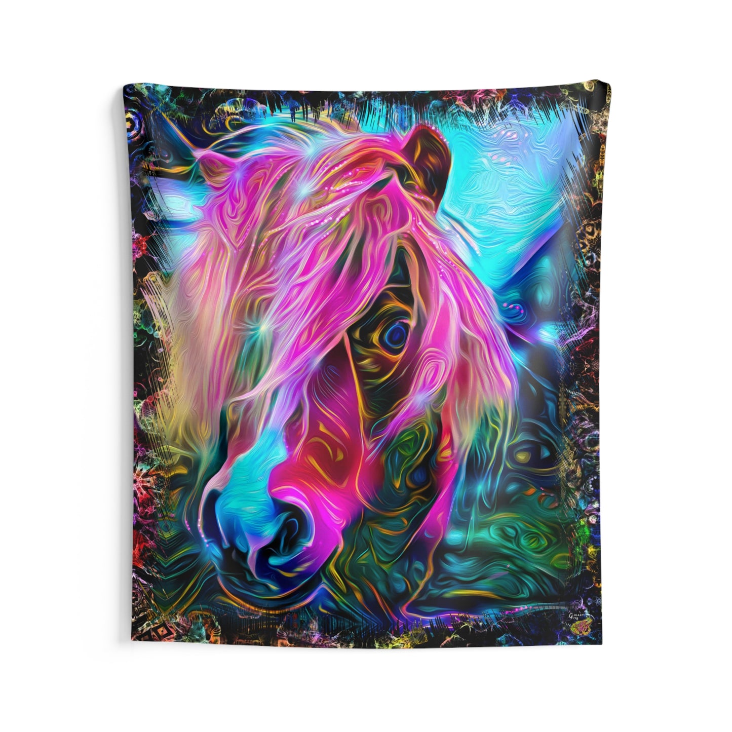 Galaxy Frog Psychedelic horse fractal cymatics indoor Wall Tapestries