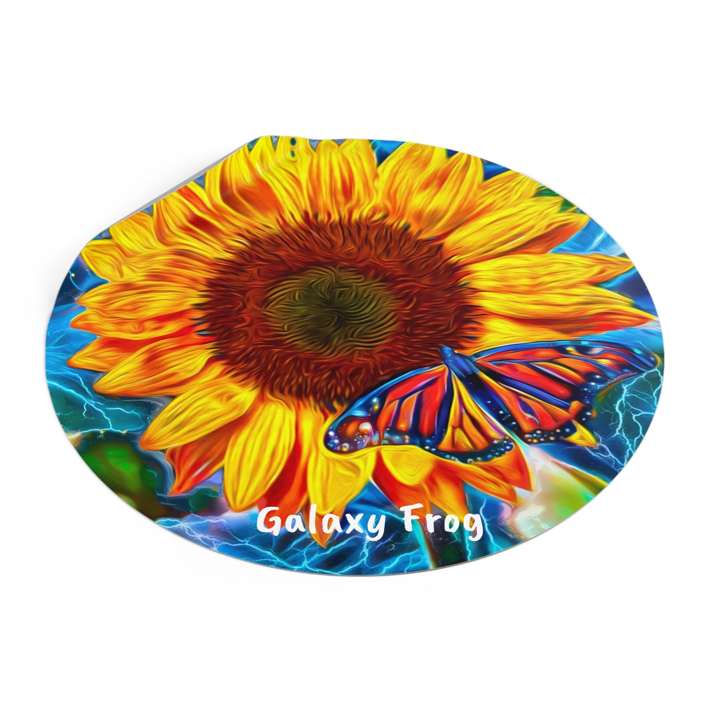 Galaxy Frog Sunflower Round Vinyl Stickers