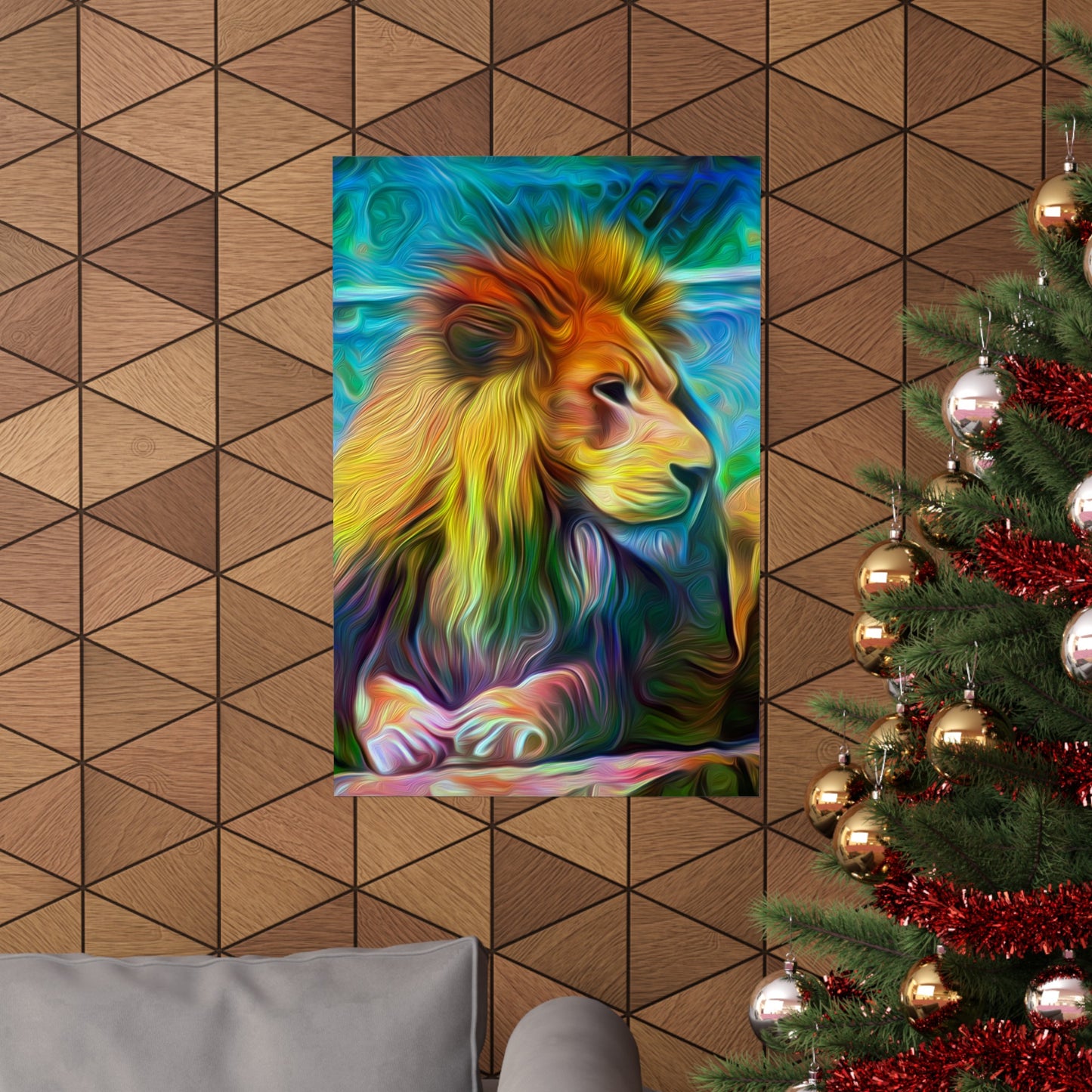 Under the Sun's Brilliant Blanket Lion Premium Matte vertical posters