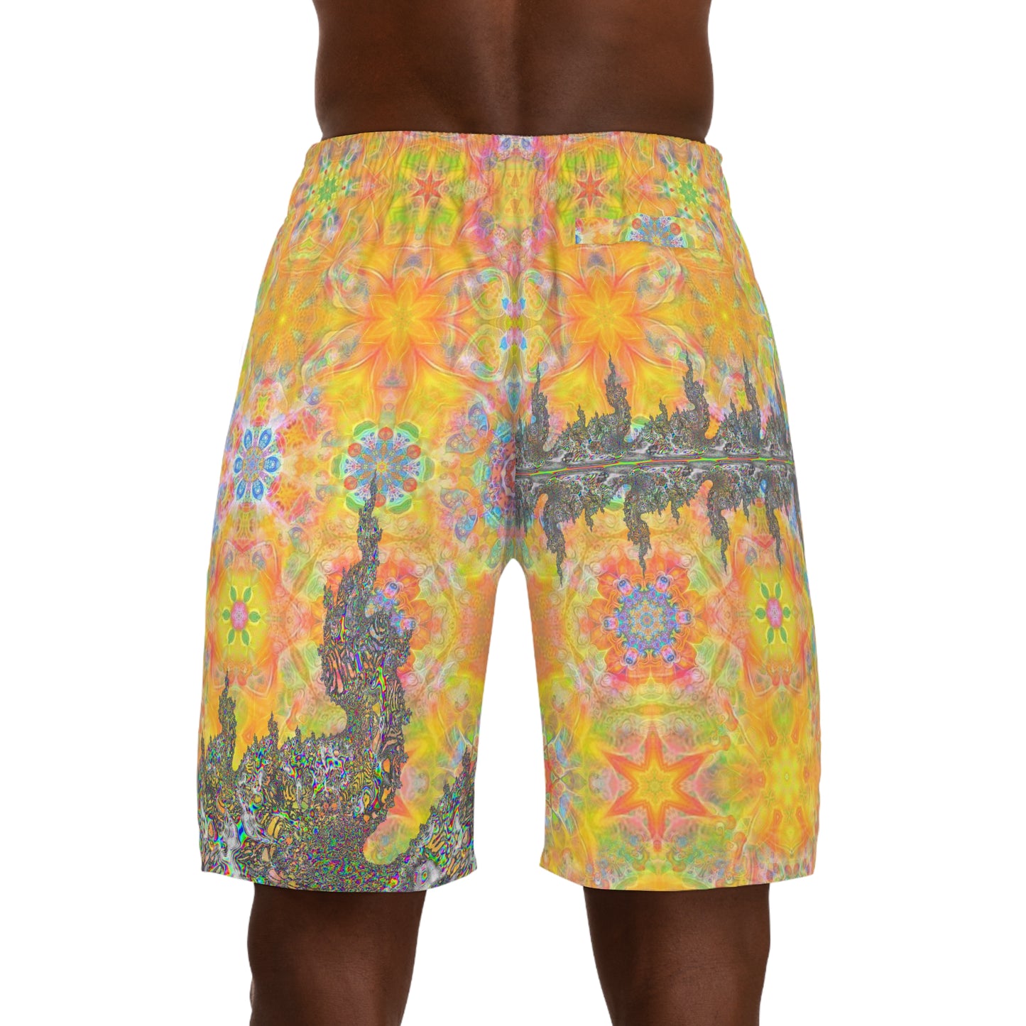 Galaxy Frog Men's Jogger Fractal Cymatics kaleidoscope geometry Shorts (AOP)