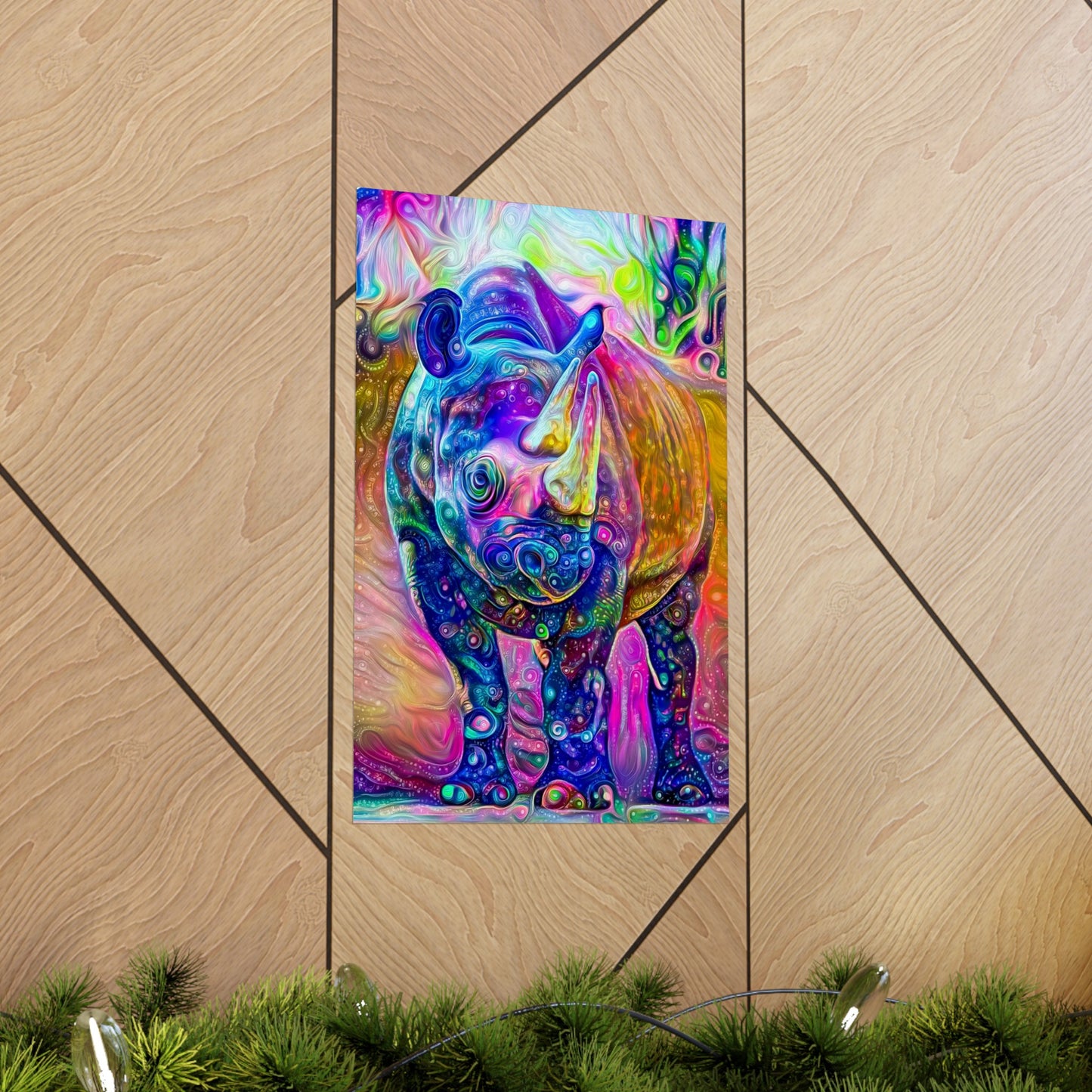 Rad Rainbow Rhino Premium Matte vertical posters