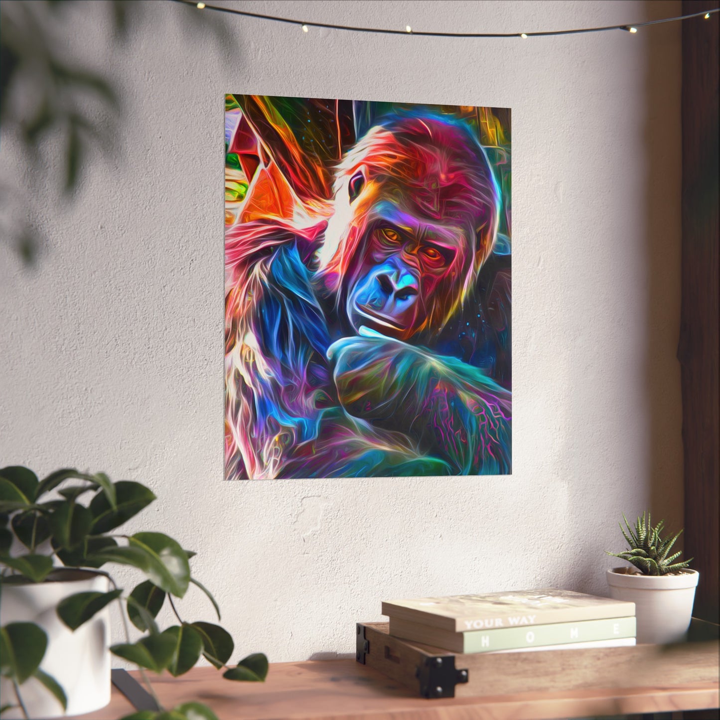 Neon Sunset Gorilla Premium Matte vertical posters