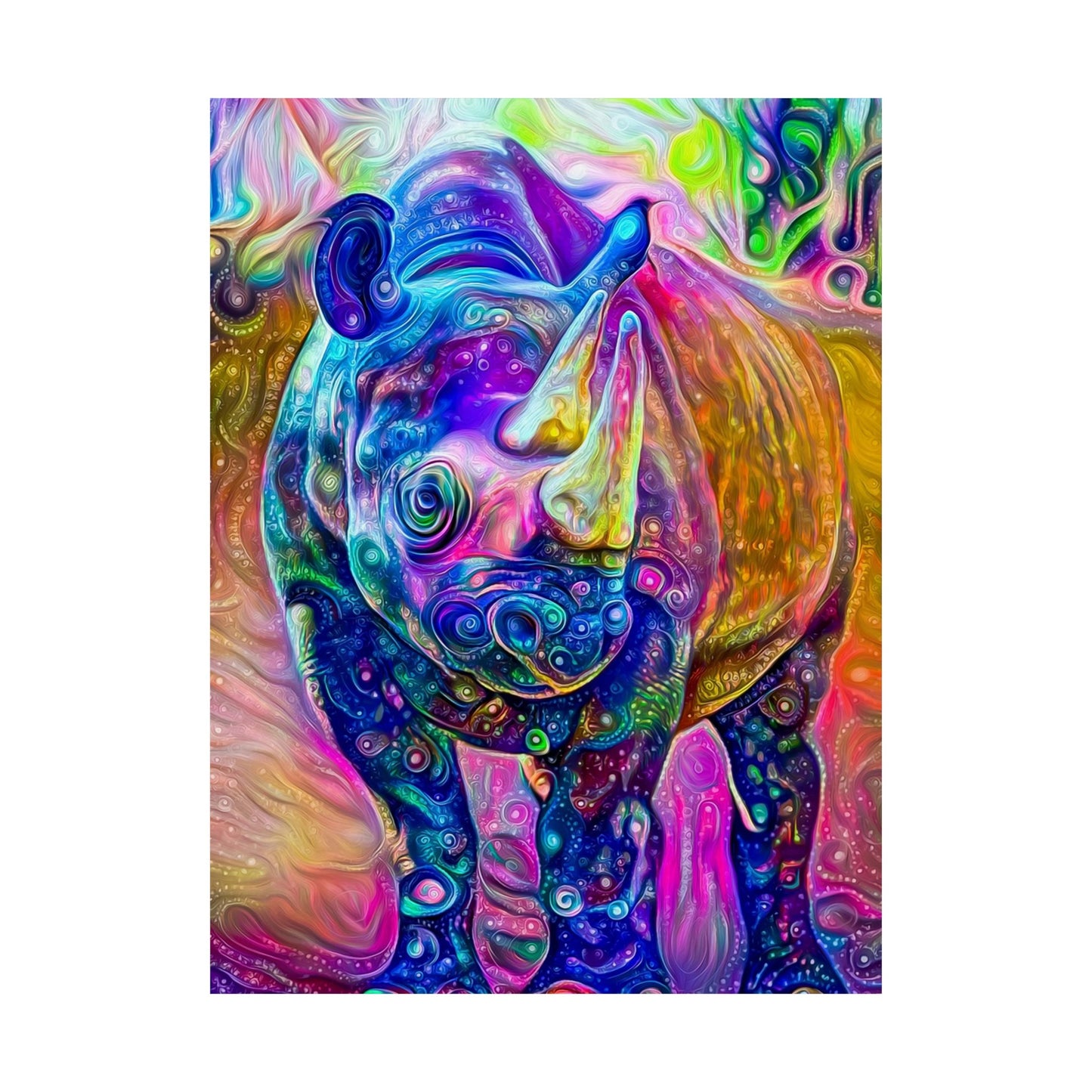 Rad Rainbow Rhino Premium Matte vertical posters