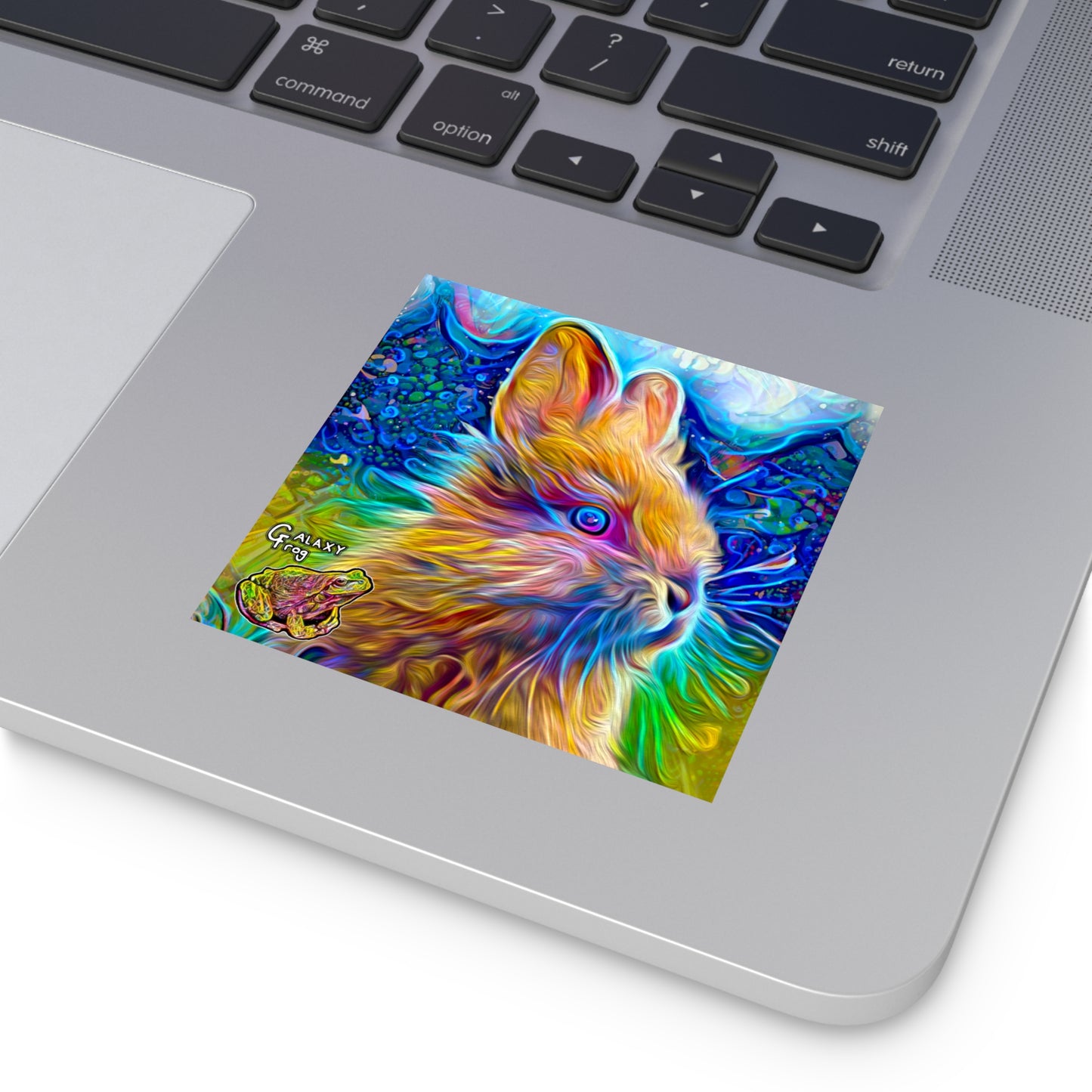 Galaxy Frog Bunny Square Vinyl Stickers