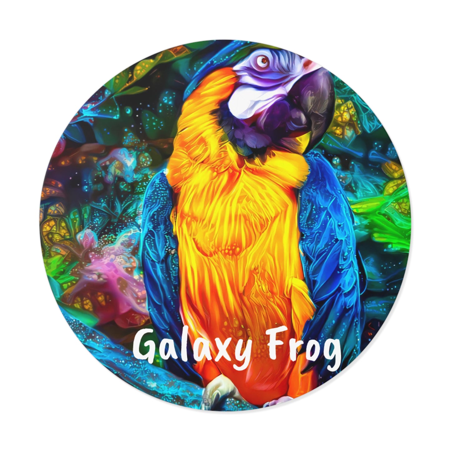 Galaxy Frog Parrot Round Vinyl Stickers