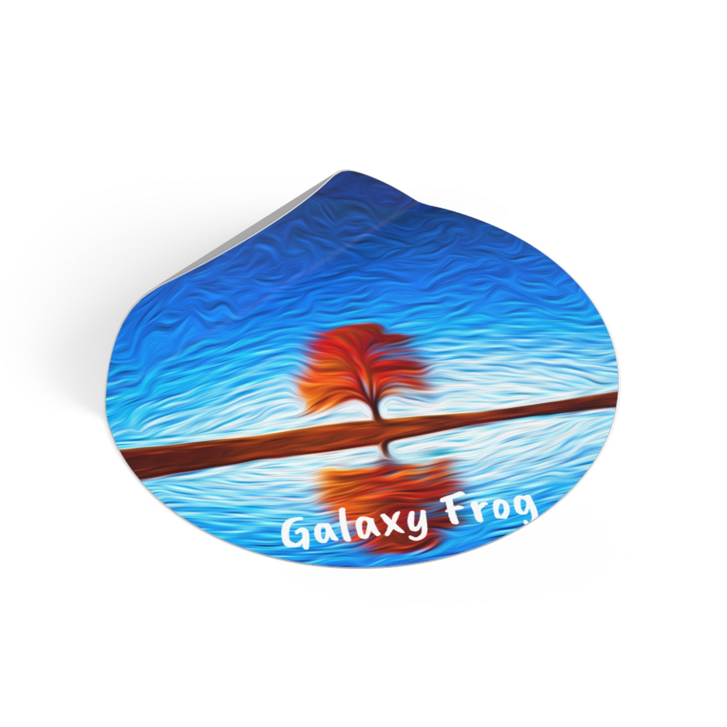 Galaxy Frog Tree Round Vinyl Stickers