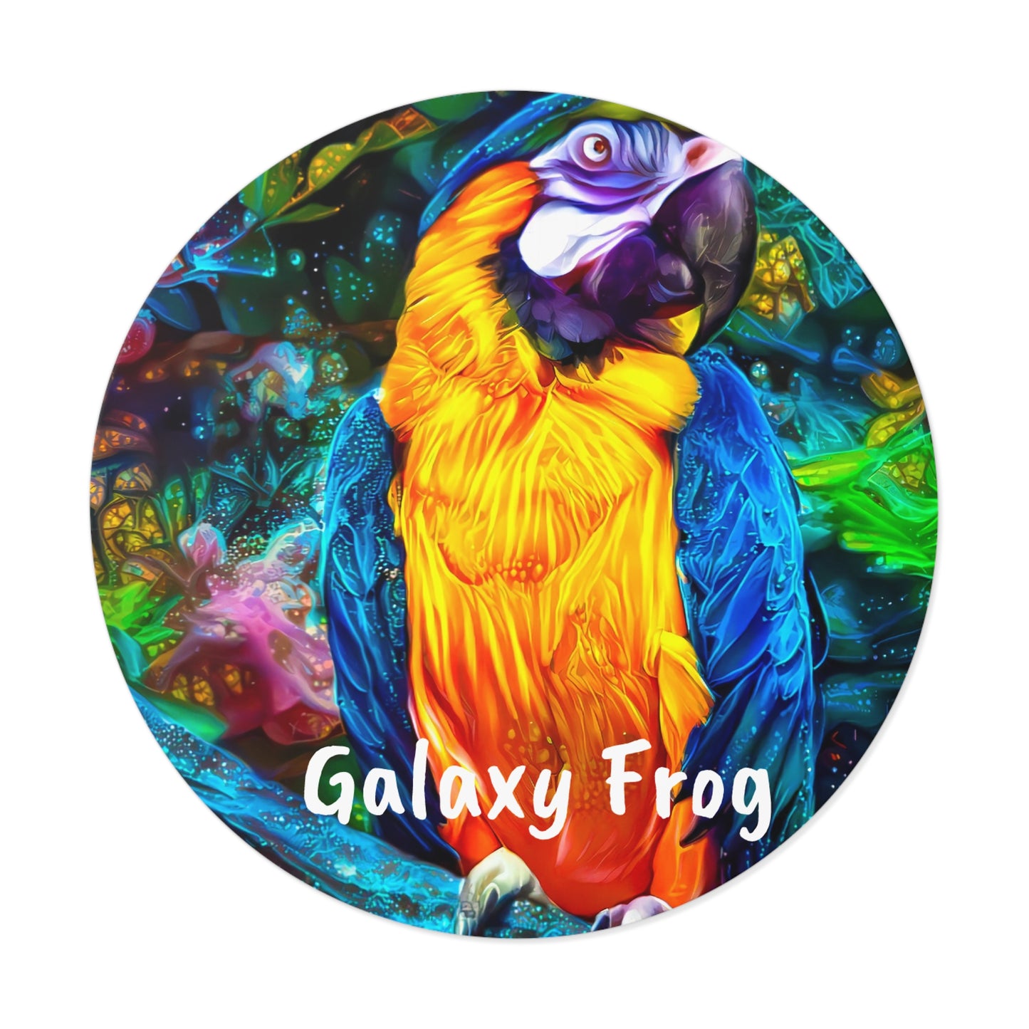 Galaxy Frog Parrot Round Vinyl Stickers