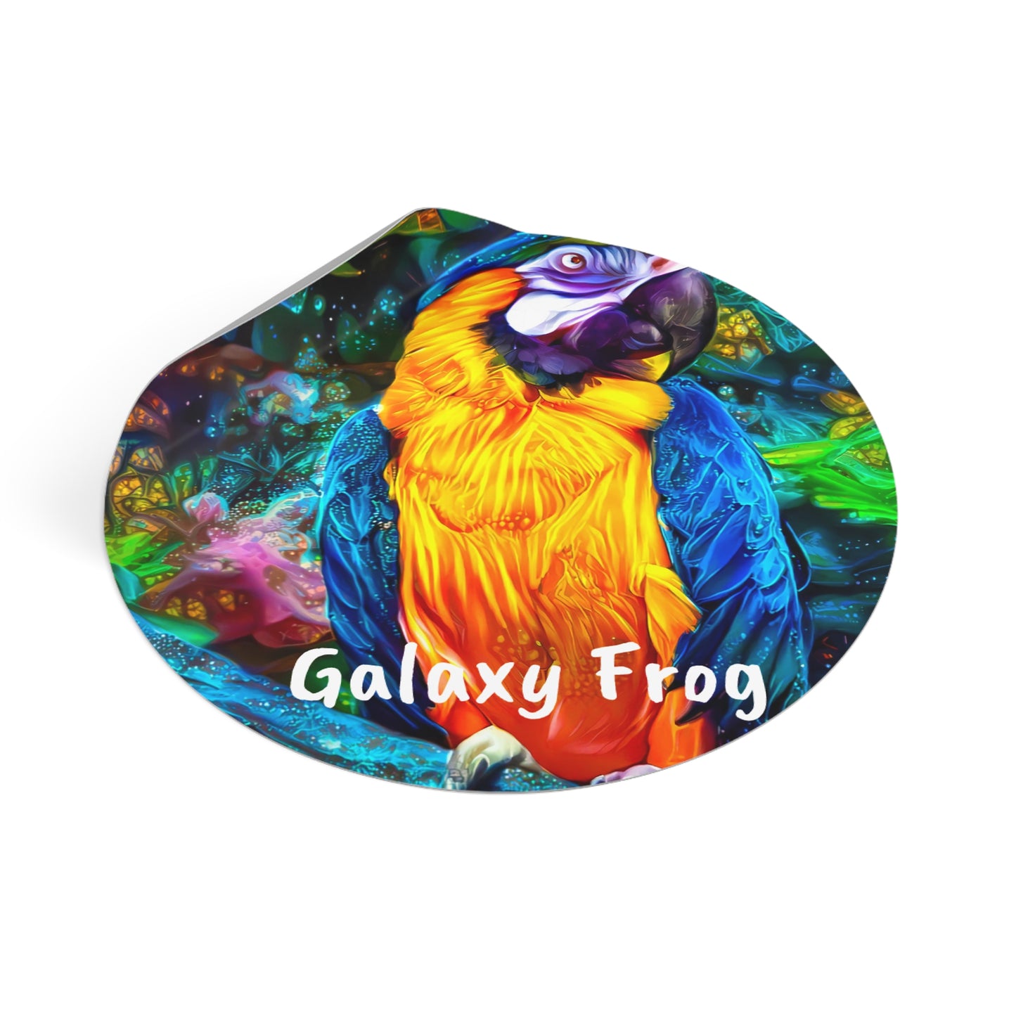 Galaxy Frog Parrot Round Vinyl Stickers