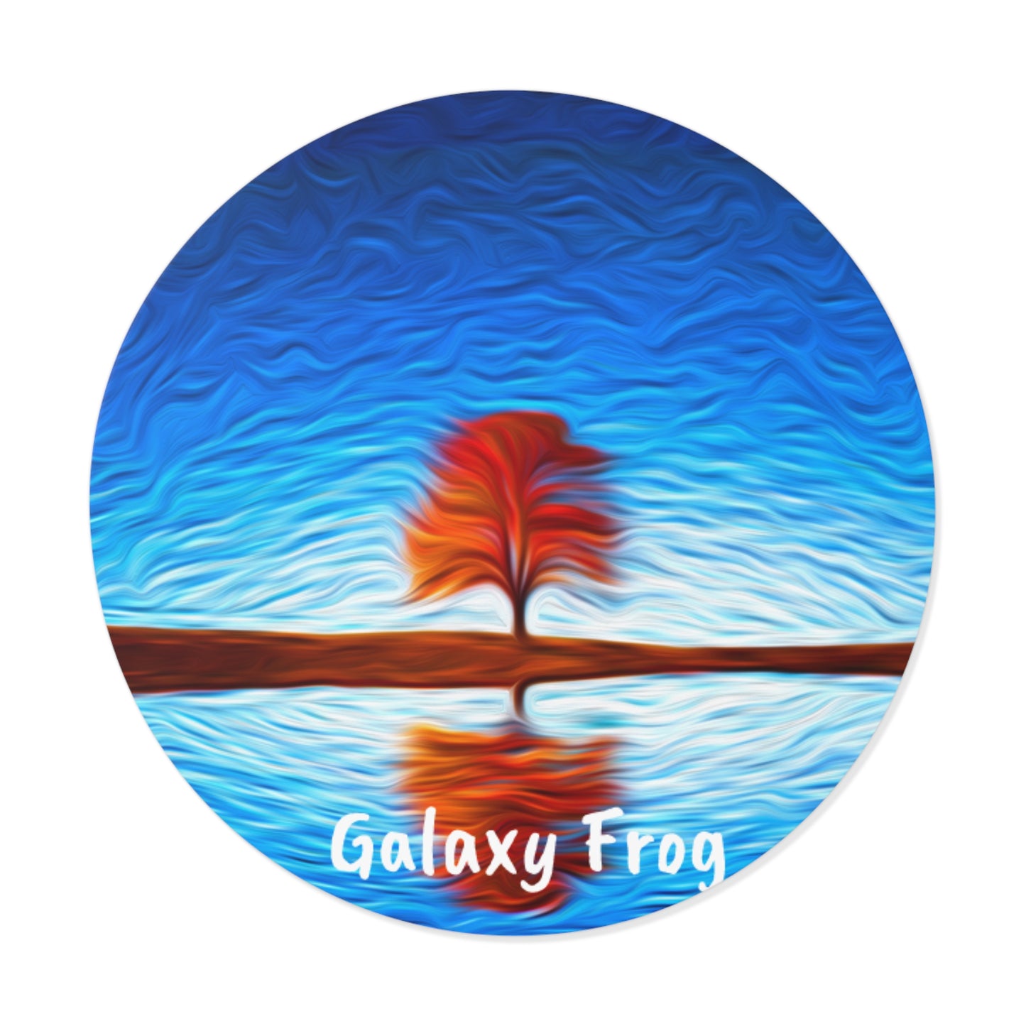 Galaxy Frog Tree Round Vinyl Stickers