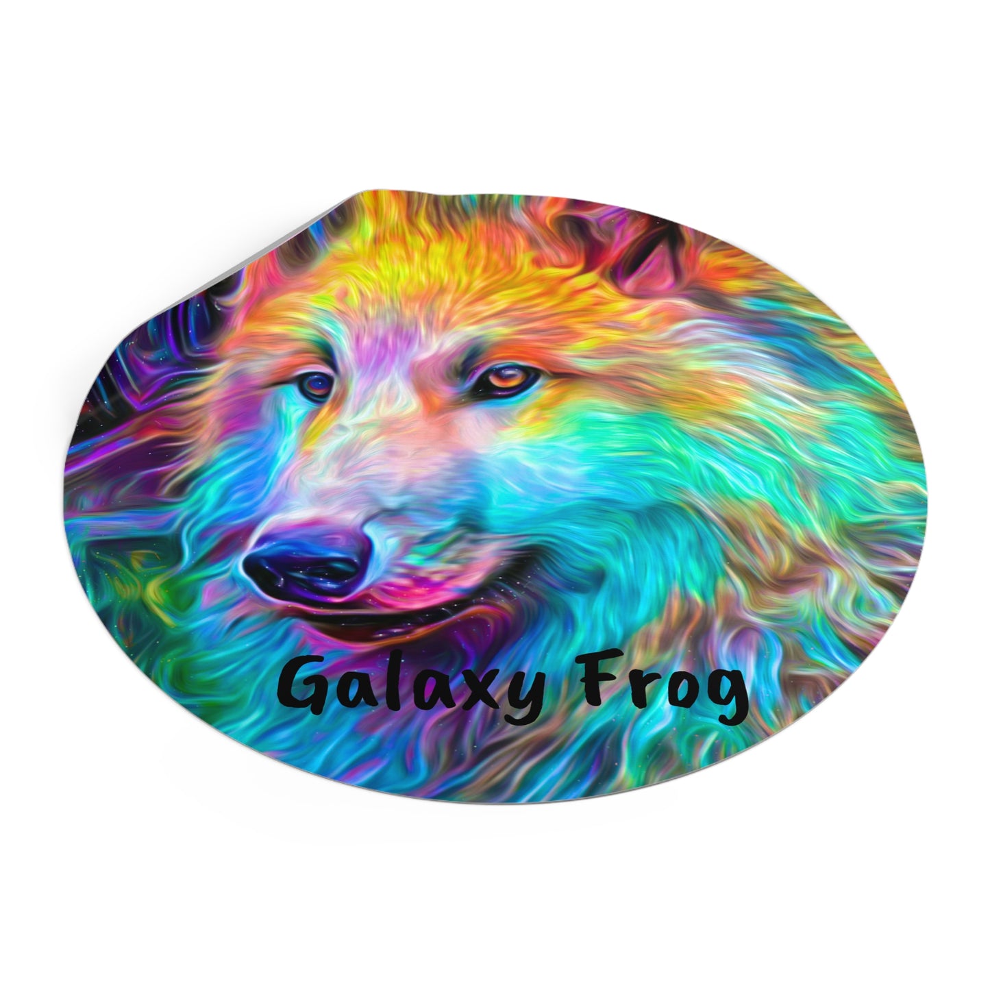 Galaxy Frog Wolf Round Vinyl Stickers