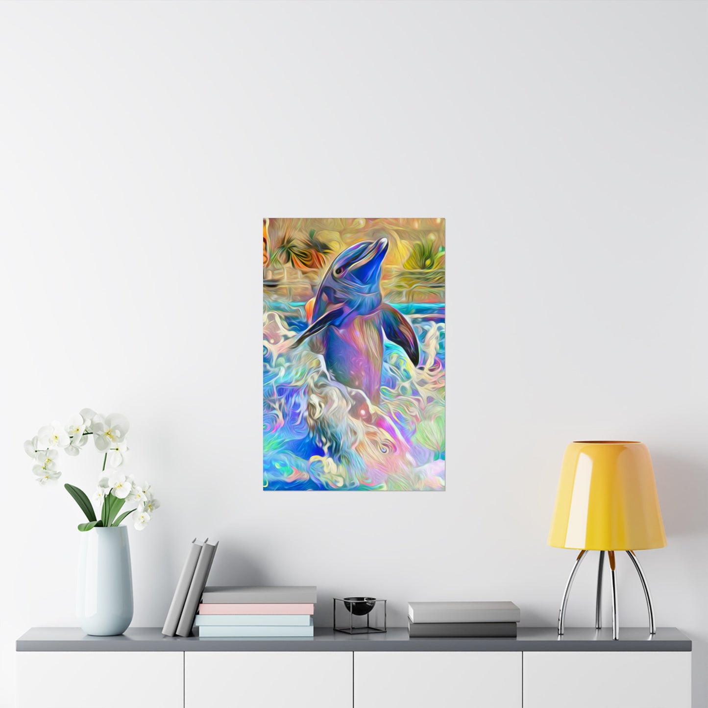 A Splash of Color Dolphin Premium Matte vertical posters