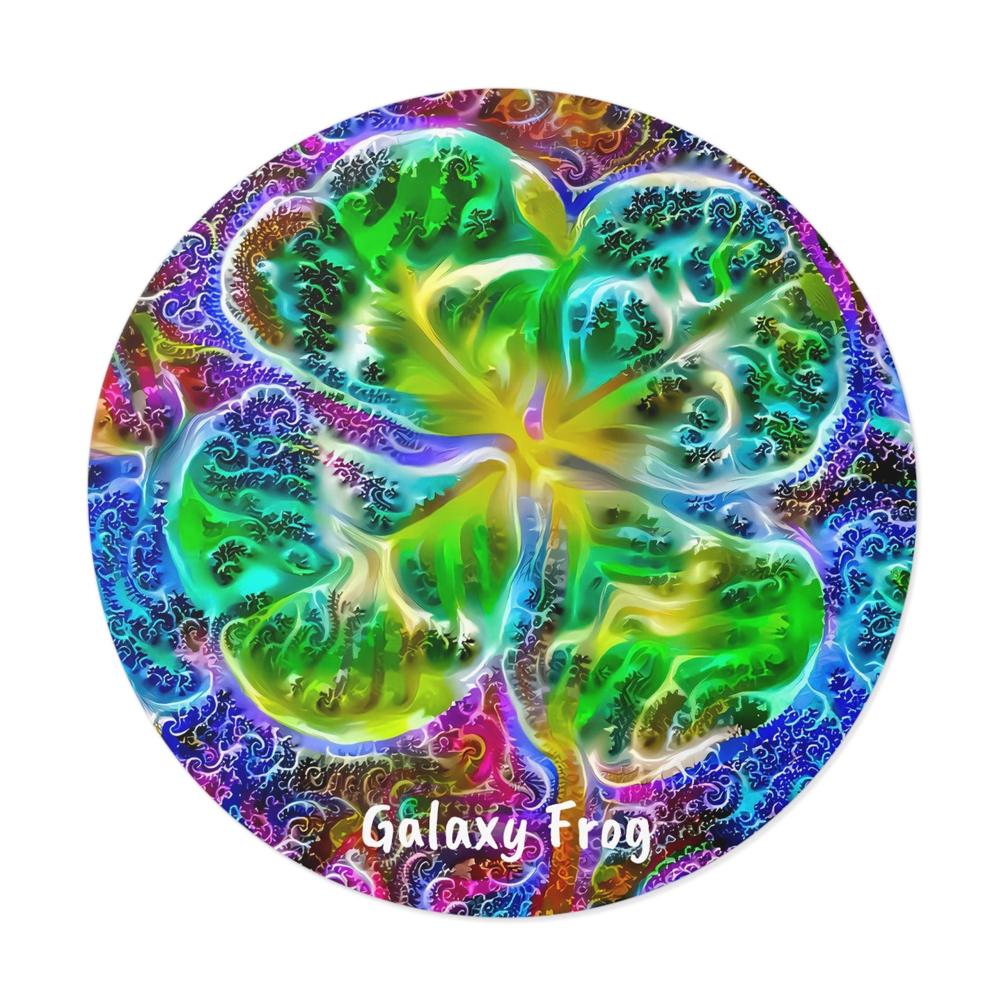 Galaxy Frog Clover Round Vinyl Stickers