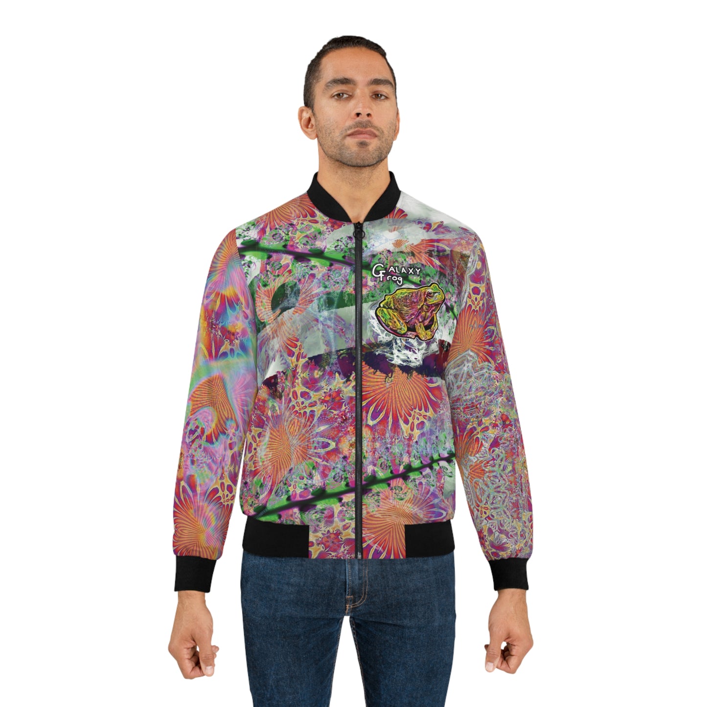 Galaxy Frog Fractal Cymatics Men's Bomber Jacket (AOP)