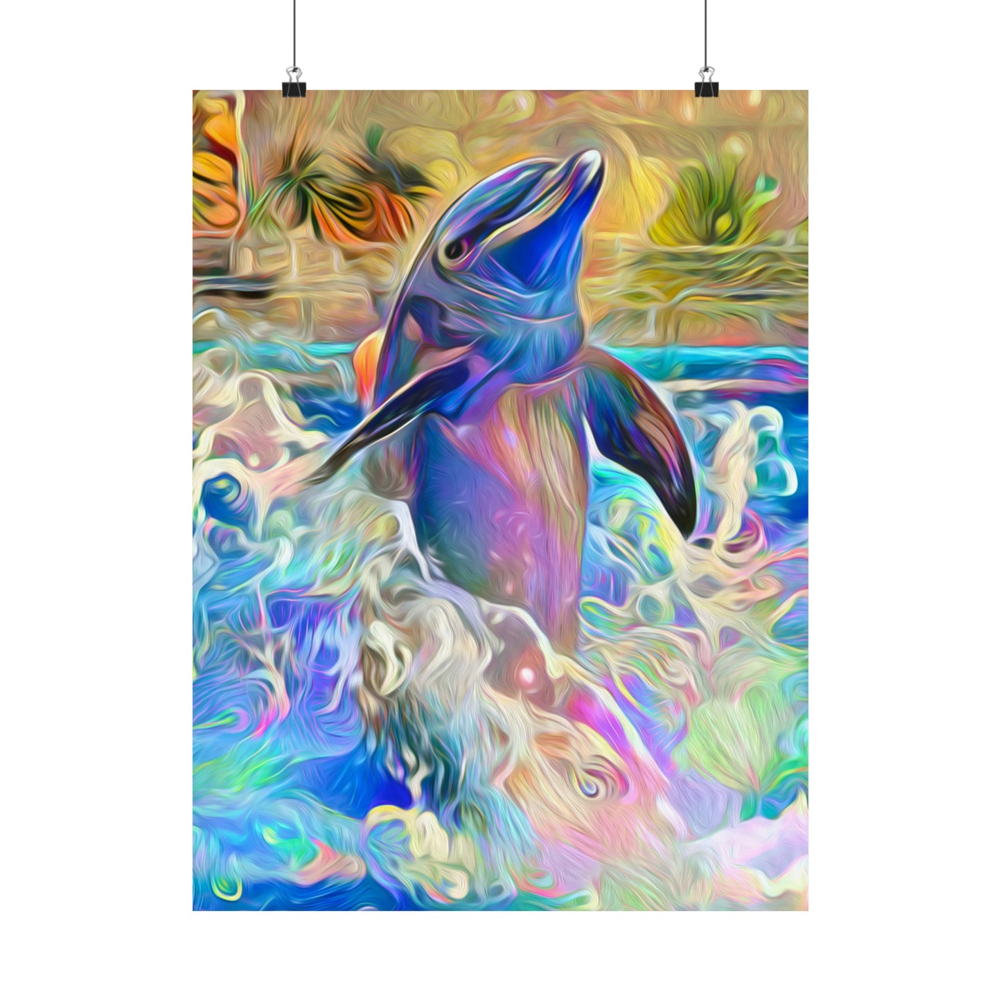 A Splash of Color Dolphin Premium Matte vertical posters