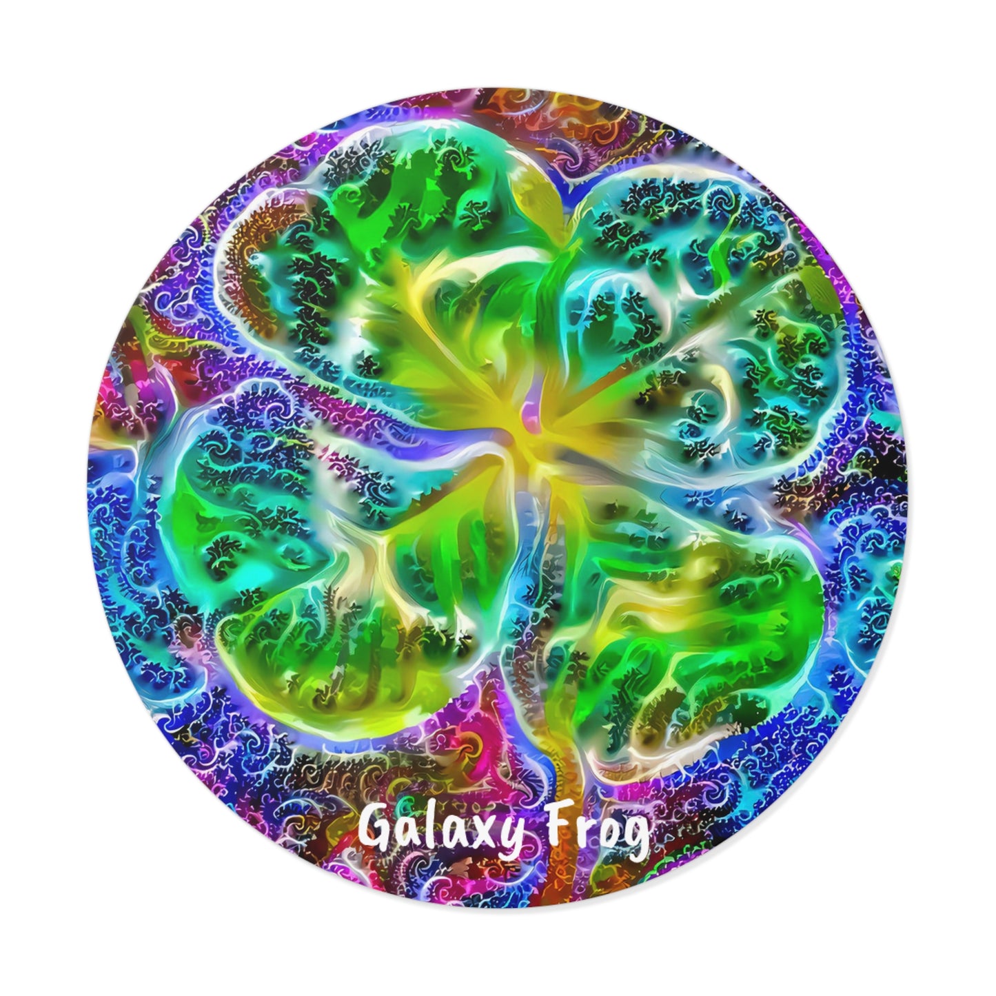 Galaxy Frog Clover Round Vinyl Stickers