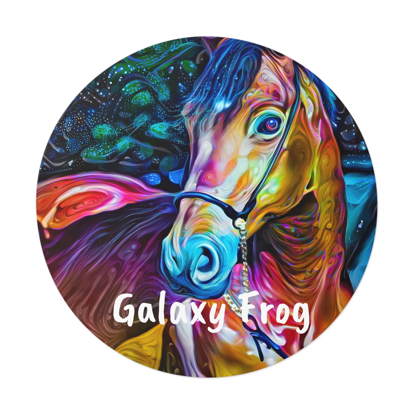 Galaxy Frog Horse 2 Round Vinyl Stickers