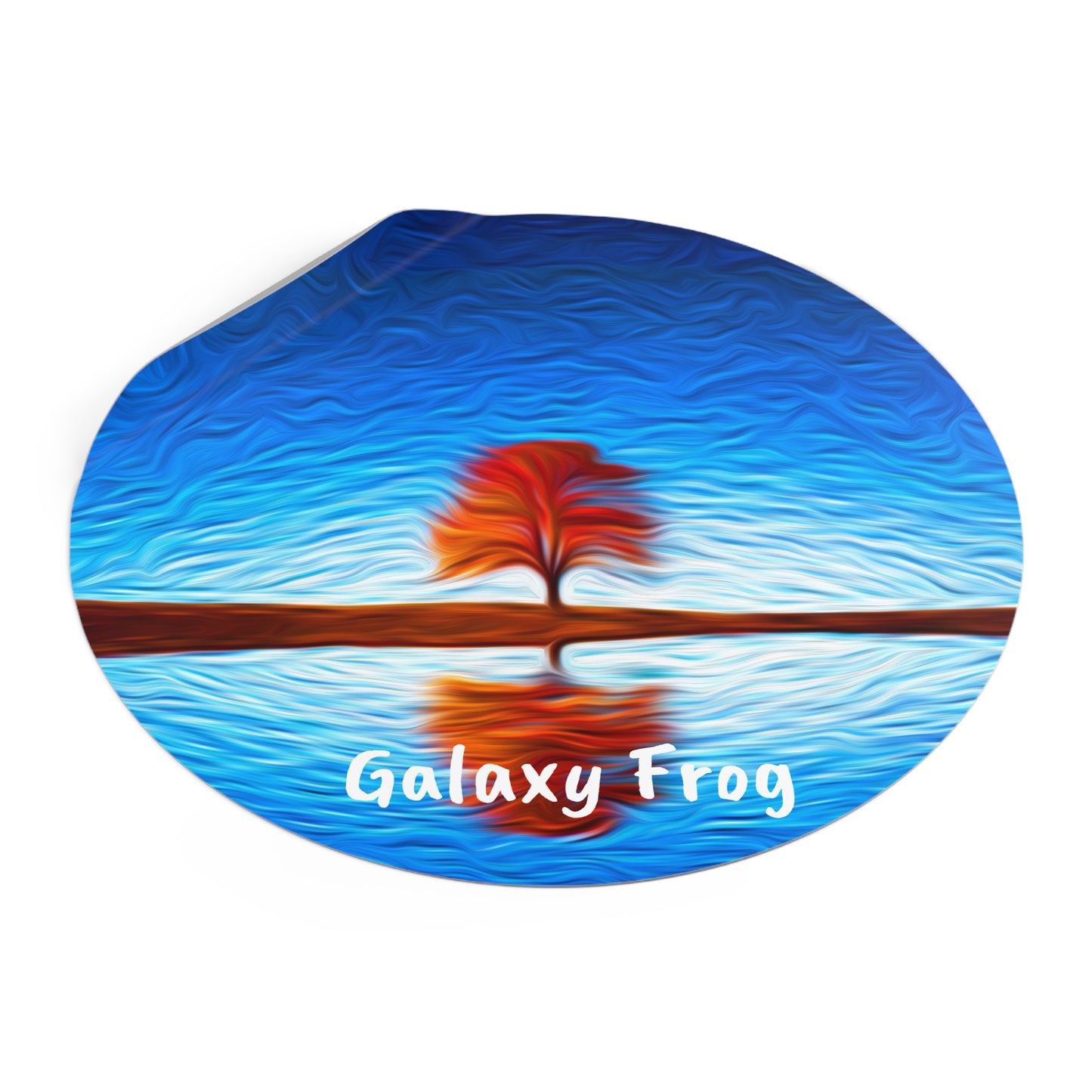 Galaxy Frog Tree Round Vinyl Stickers