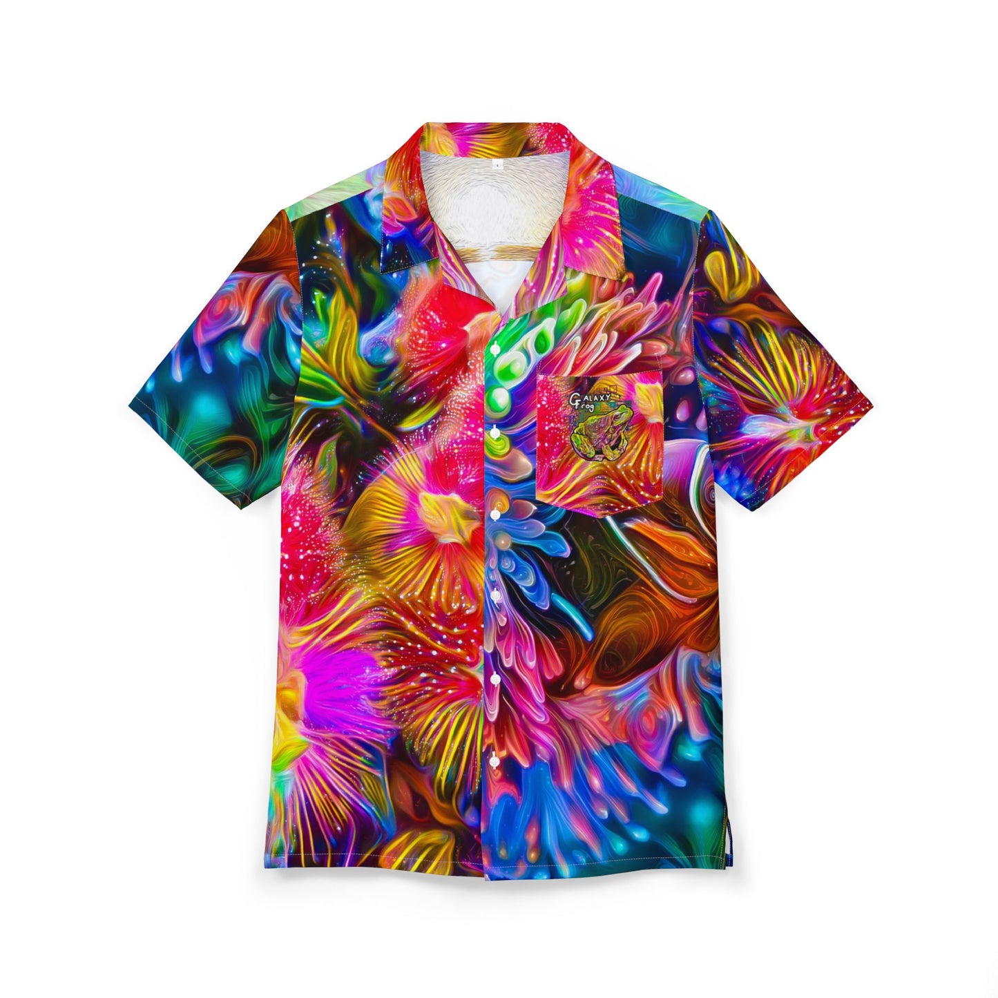 Galaxy Frog Cosmic Hawaiian Button-Down Shirt (AOP)