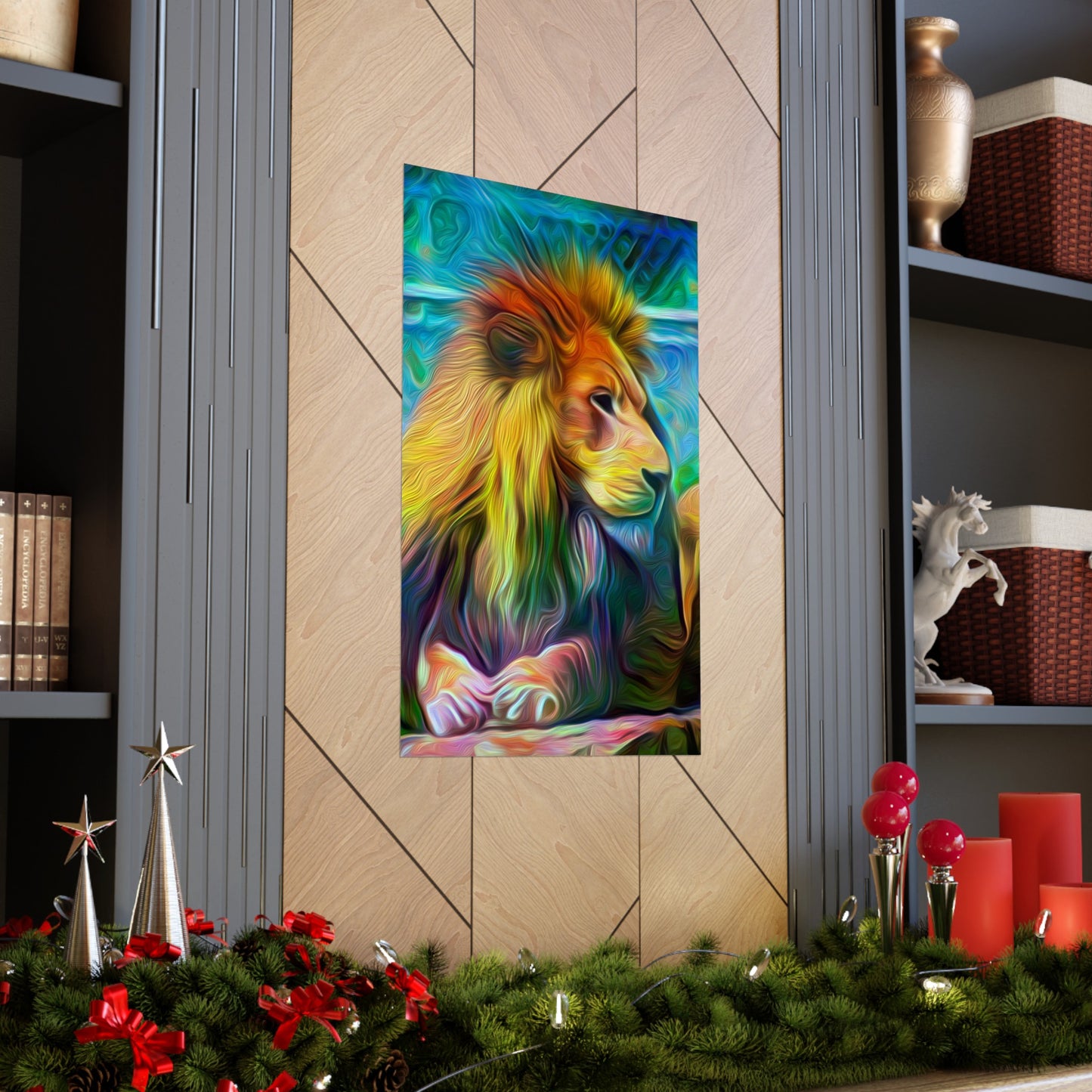 Under the Sun's Brilliant Blanket Lion Premium Matte vertical posters