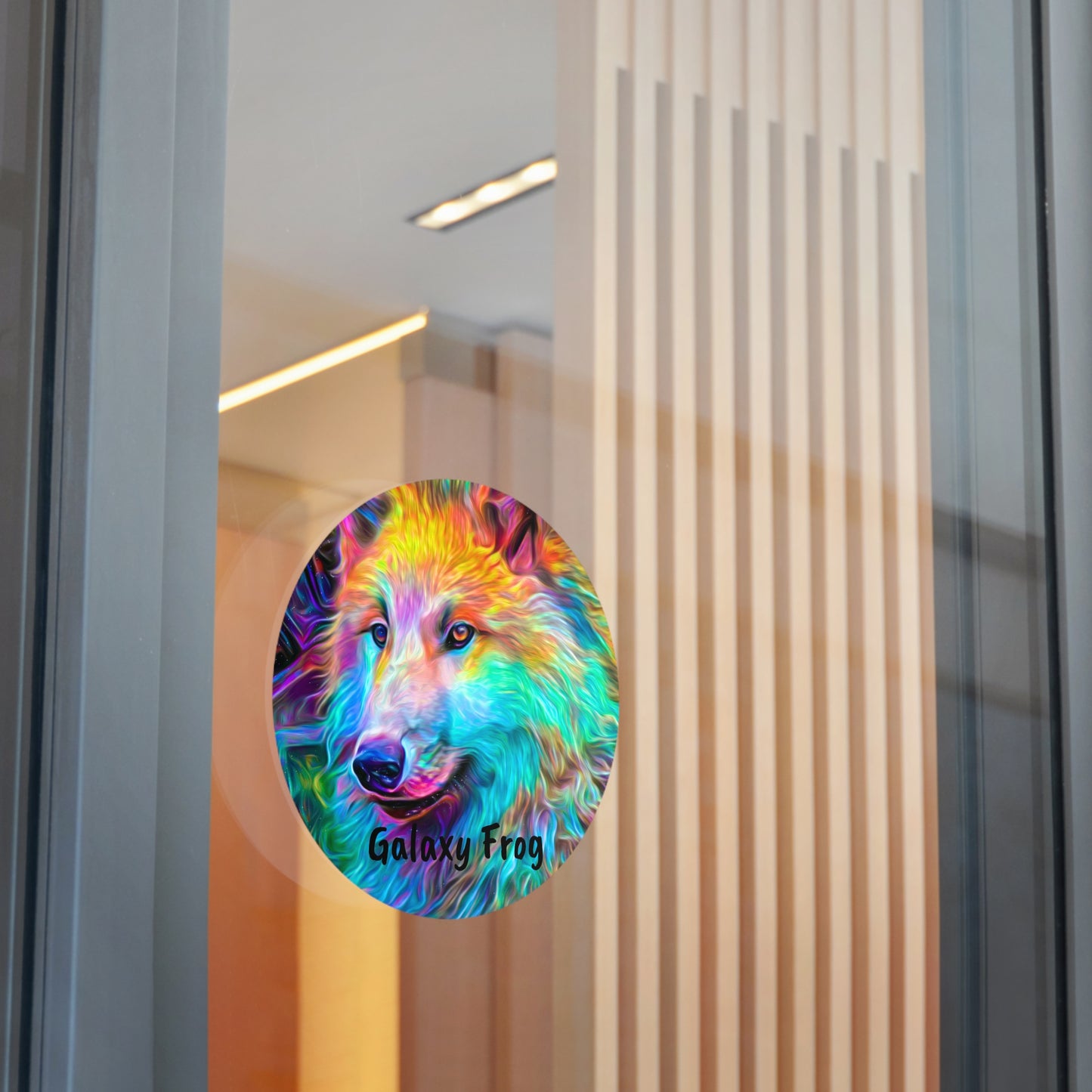 Galaxy Frog Wolf Round Vinyl Stickers