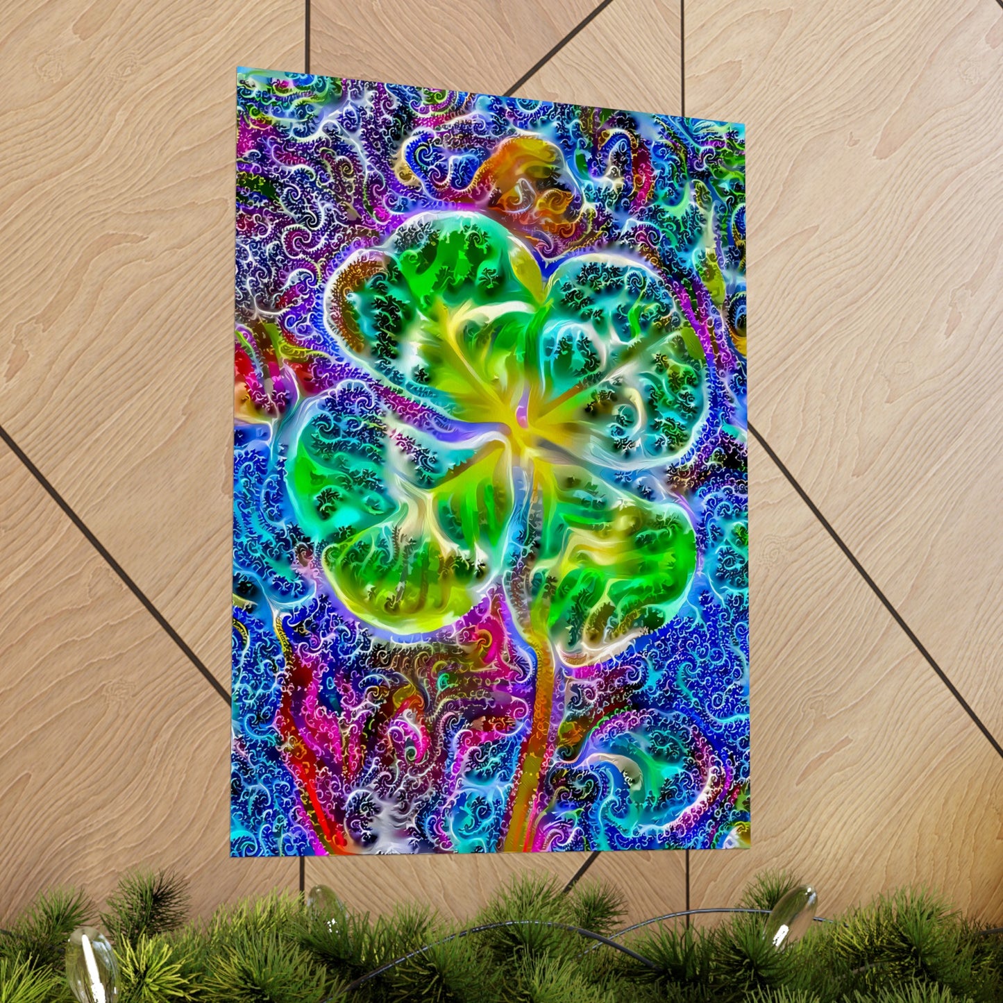 Up All Night to Get Lucky 4-Leaf Clover Premium Matte vertical posters